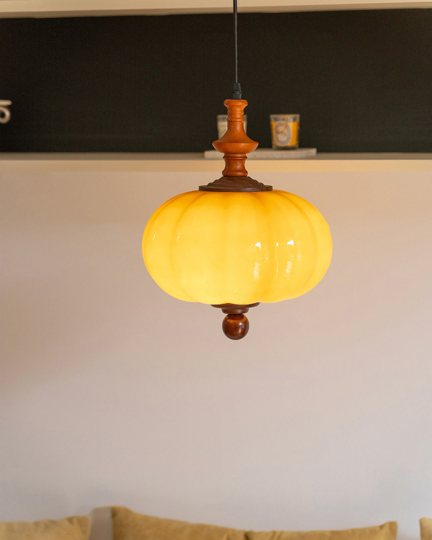 Harvest Pumpkin Glass Pendant Light