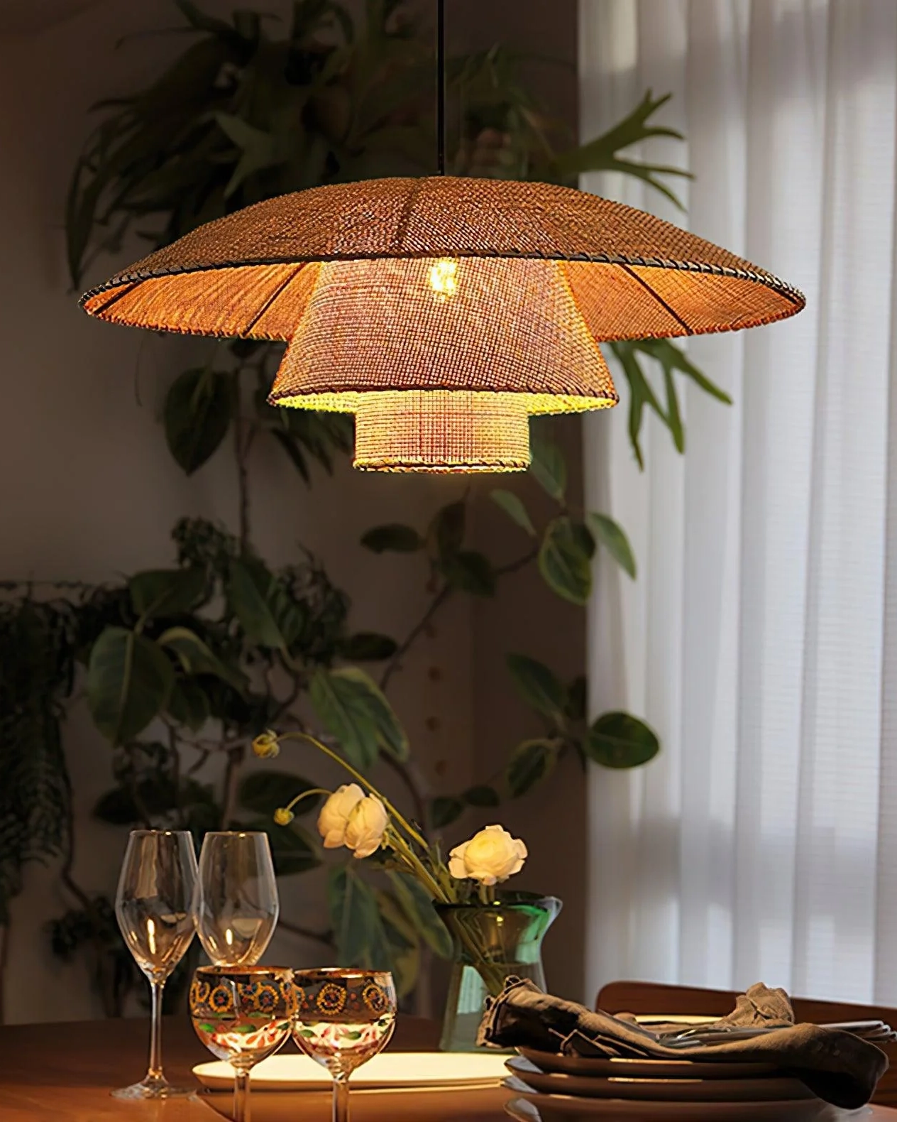 Hat Weave Rattan Pendant Lamp