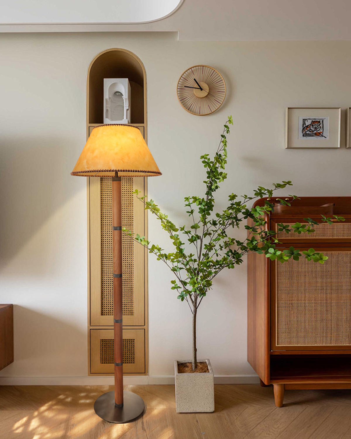 Hearth Vintage Parchment Floor Lamp