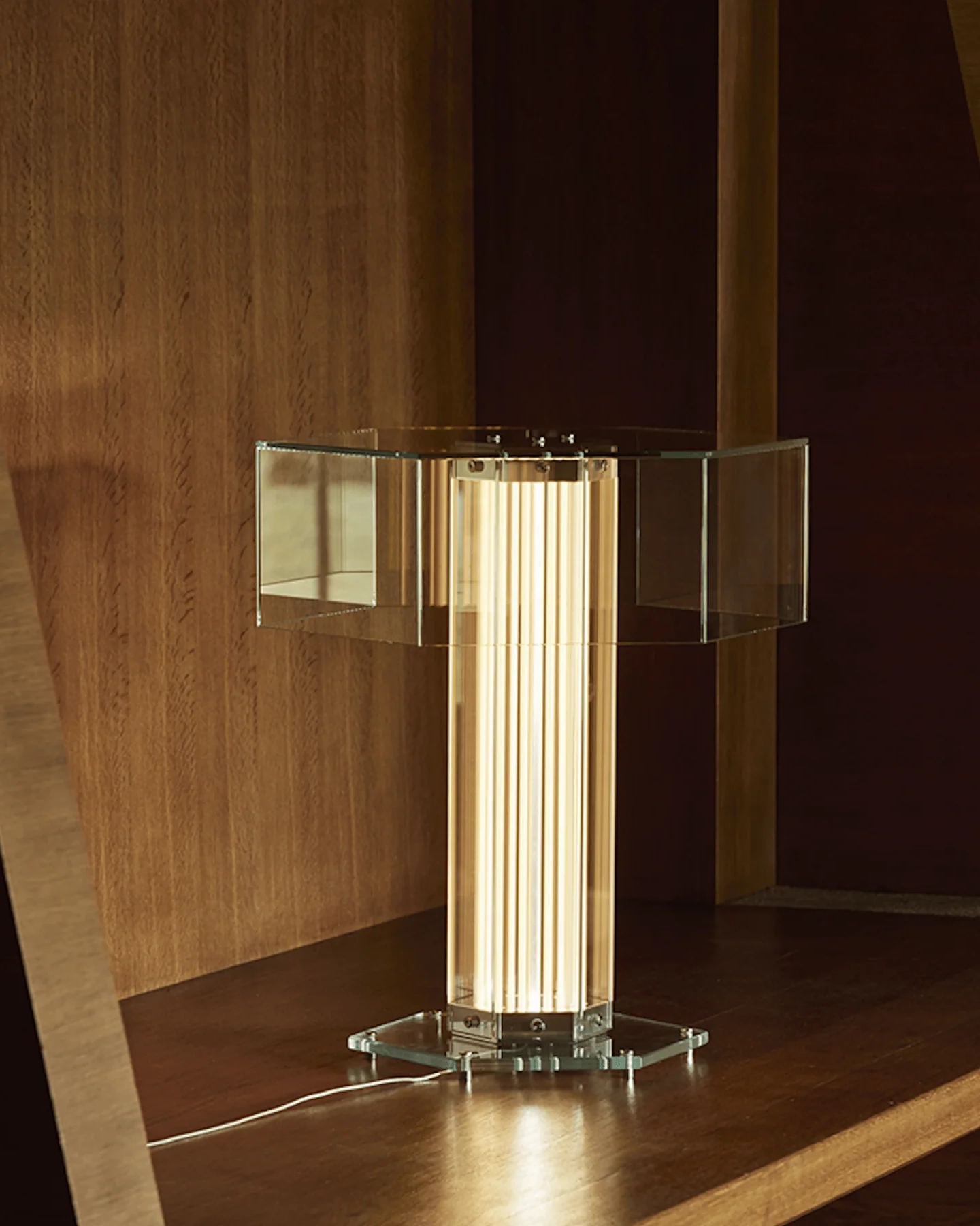 Hexagonal Glass Table Lamp