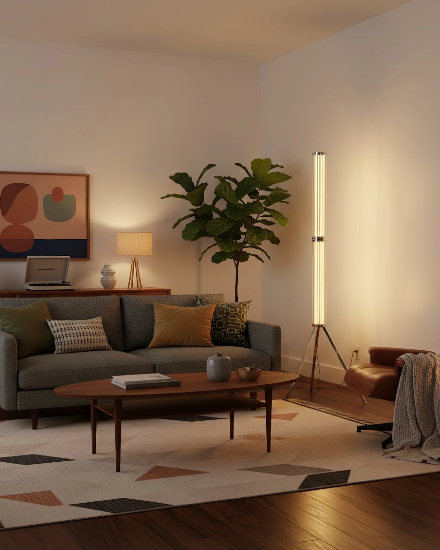 Hexagonal Glass Floor Lamp