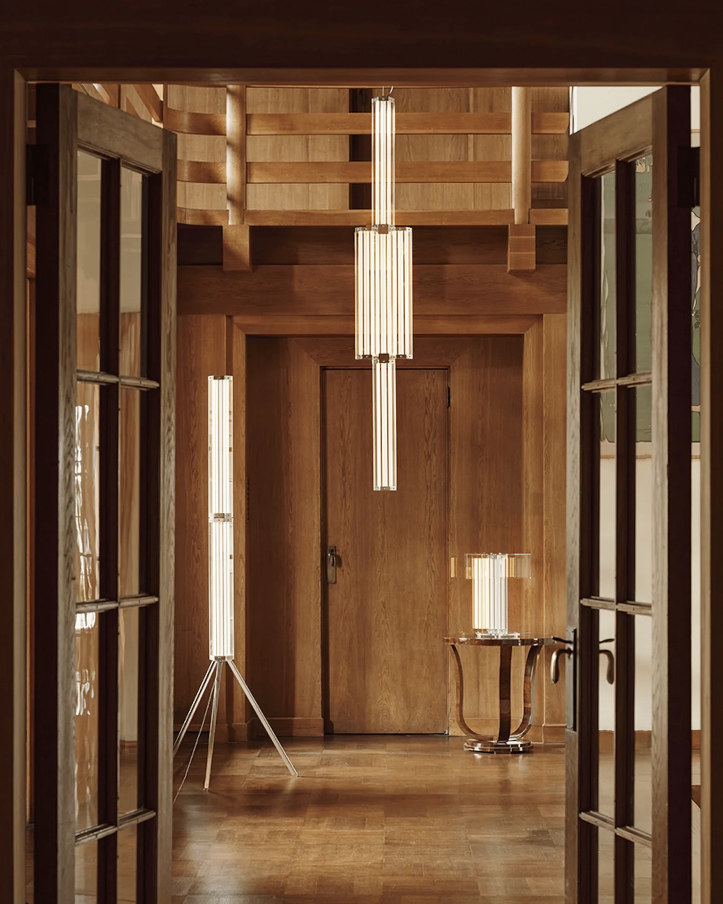 Hexagonal Glass Floor Lamp