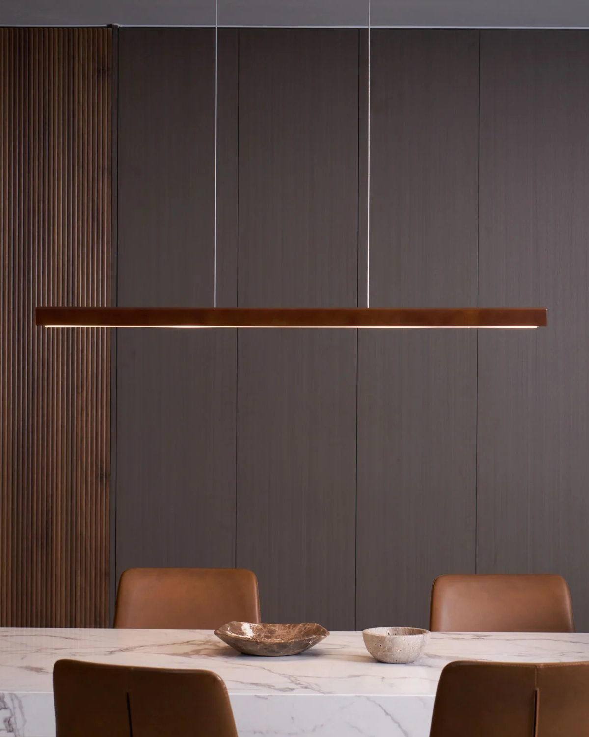 Linear Wooden Pendant Light