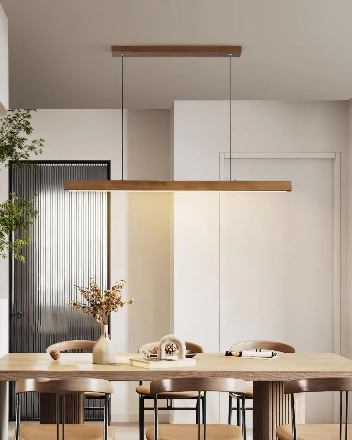 Linear Wooden Pendant Light