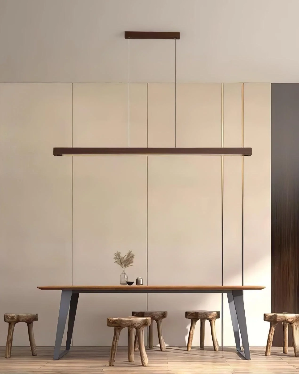 Linear Wooden Pendant Light