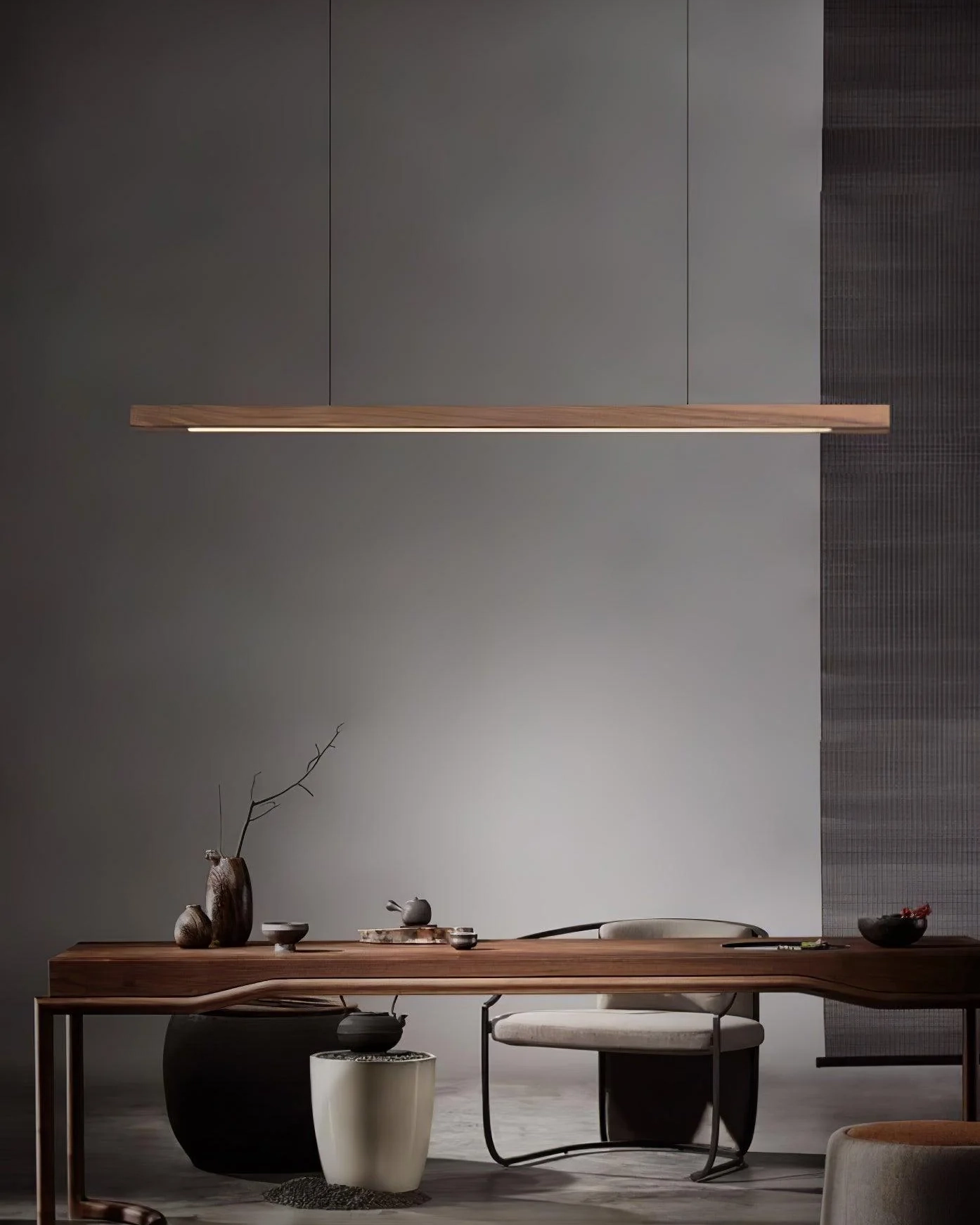 Linear Wooden Pendant Light