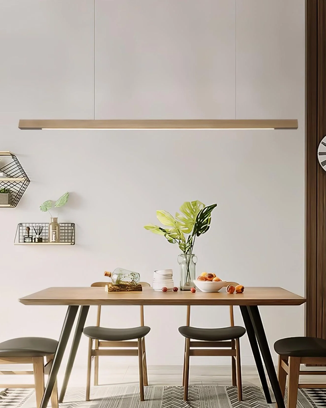 Linear Wooden Pendant Light