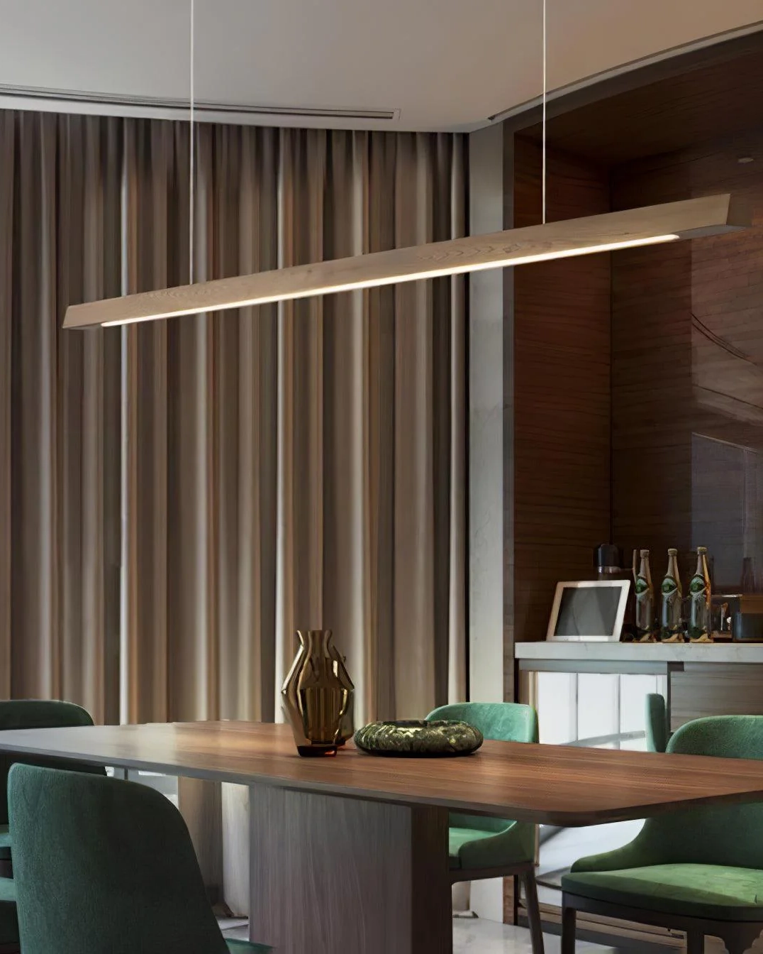 Linear Wooden Pendant Light
