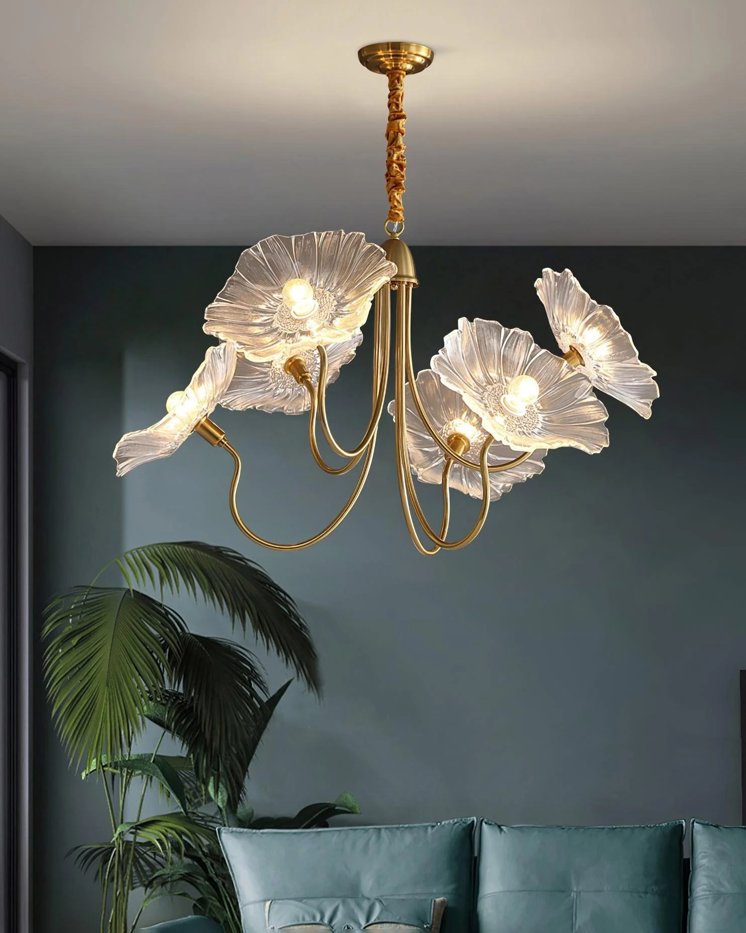 Lotus Leaf Glass Chandelier