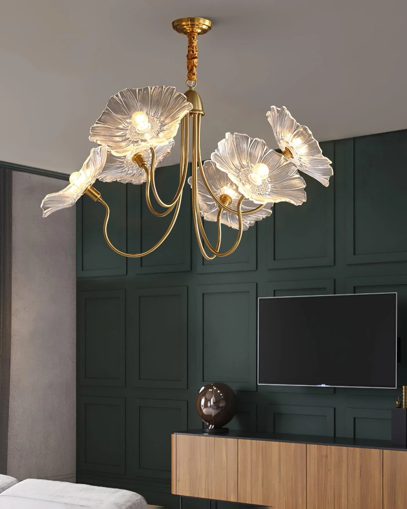 Lotus Leaf Glass Chandelier