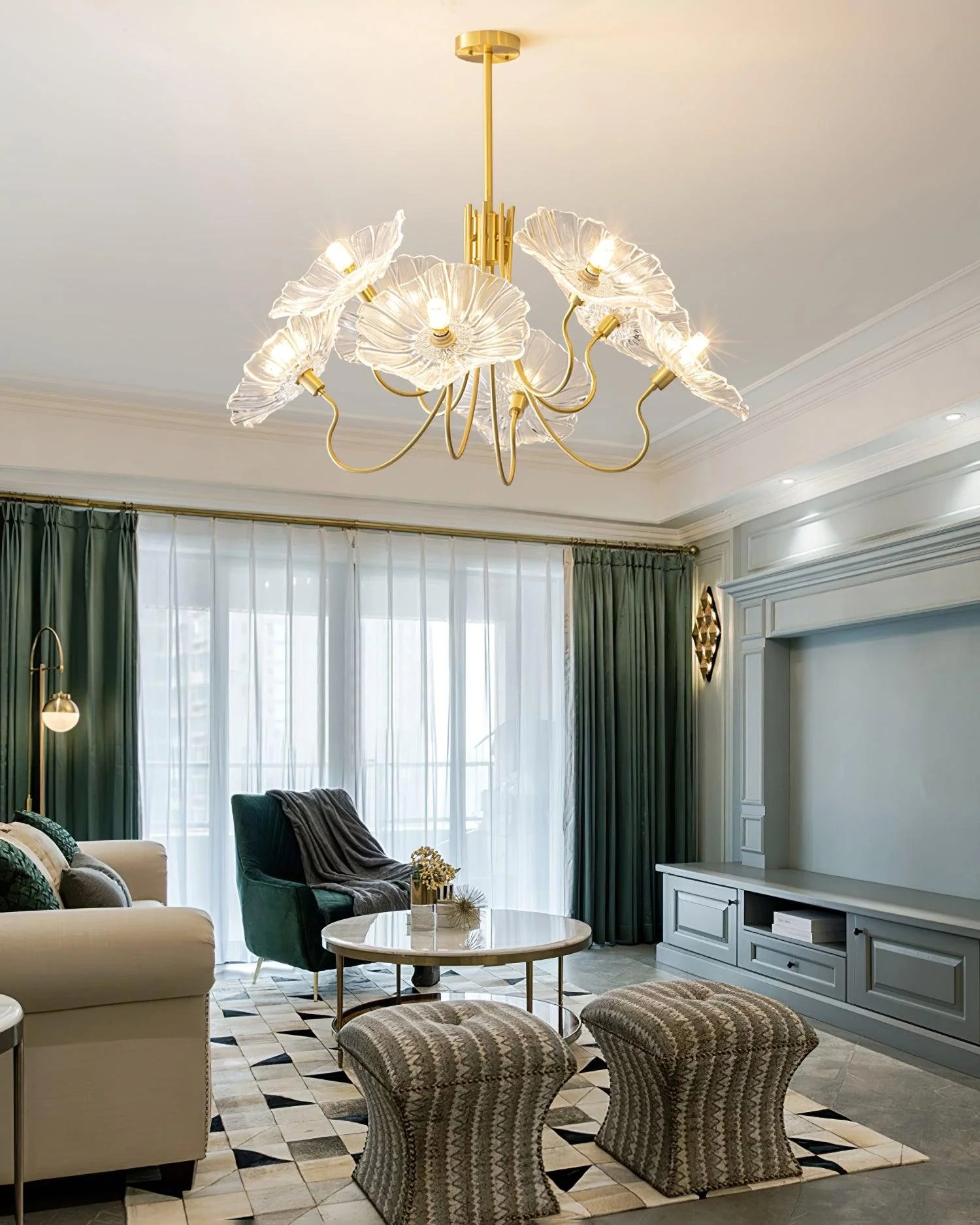 Lotus Leaf Glass Chandelier