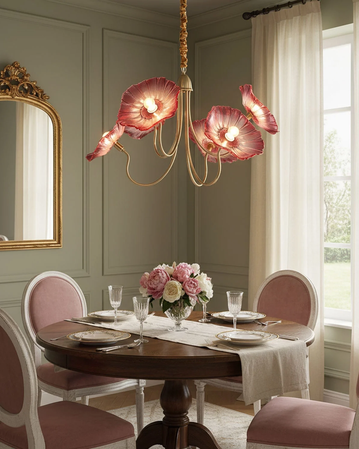 Lotus Leaf Glass Chandelier