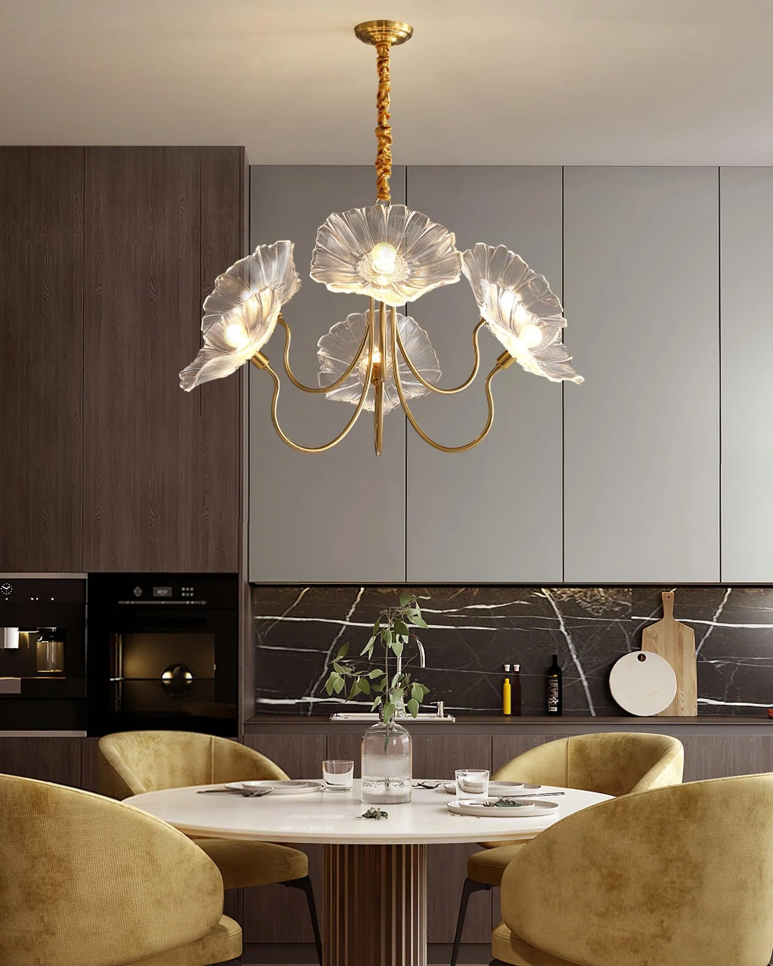 Lotus Leaf Glass Chandelier