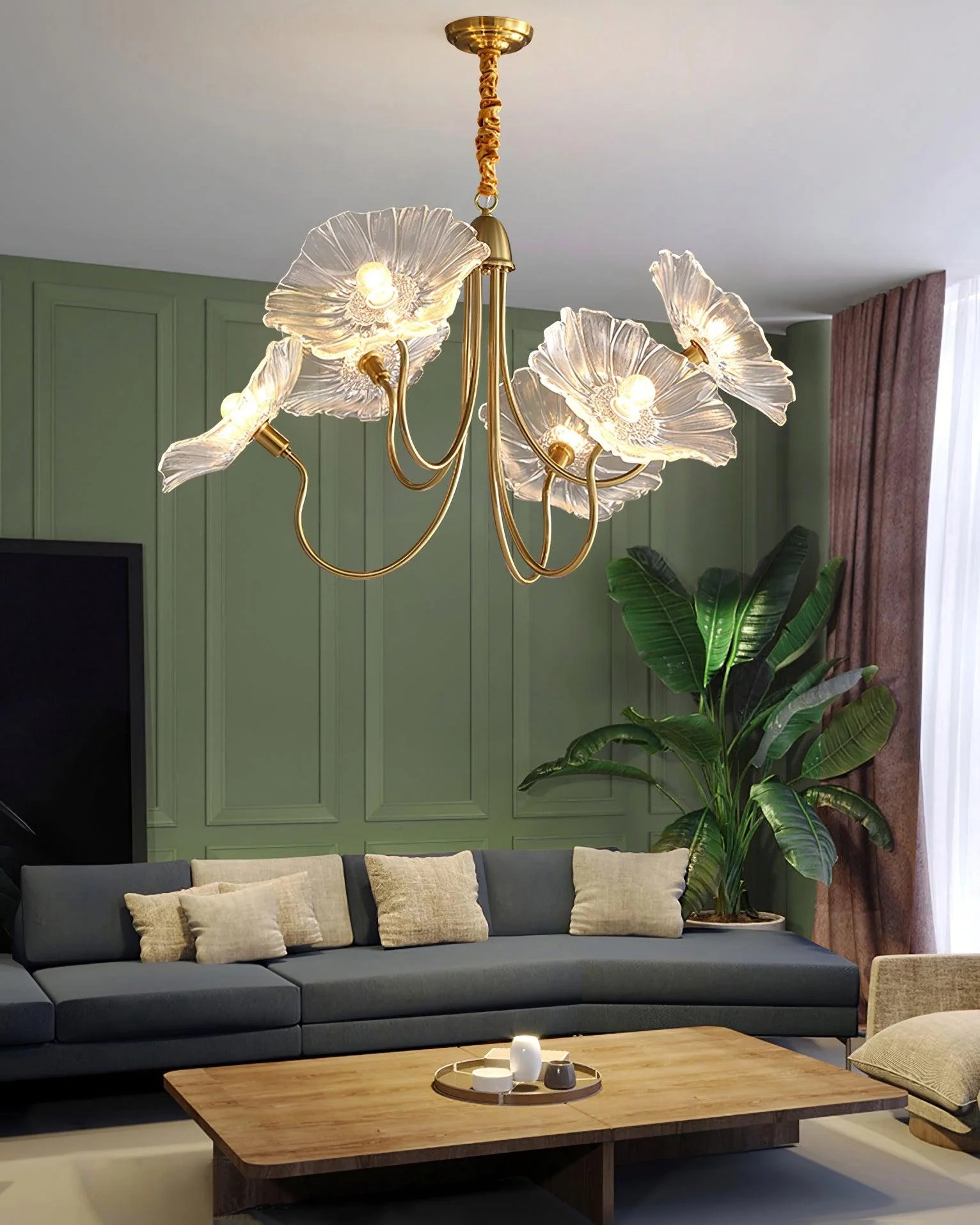 Lotus Leaf Glass Chandelier