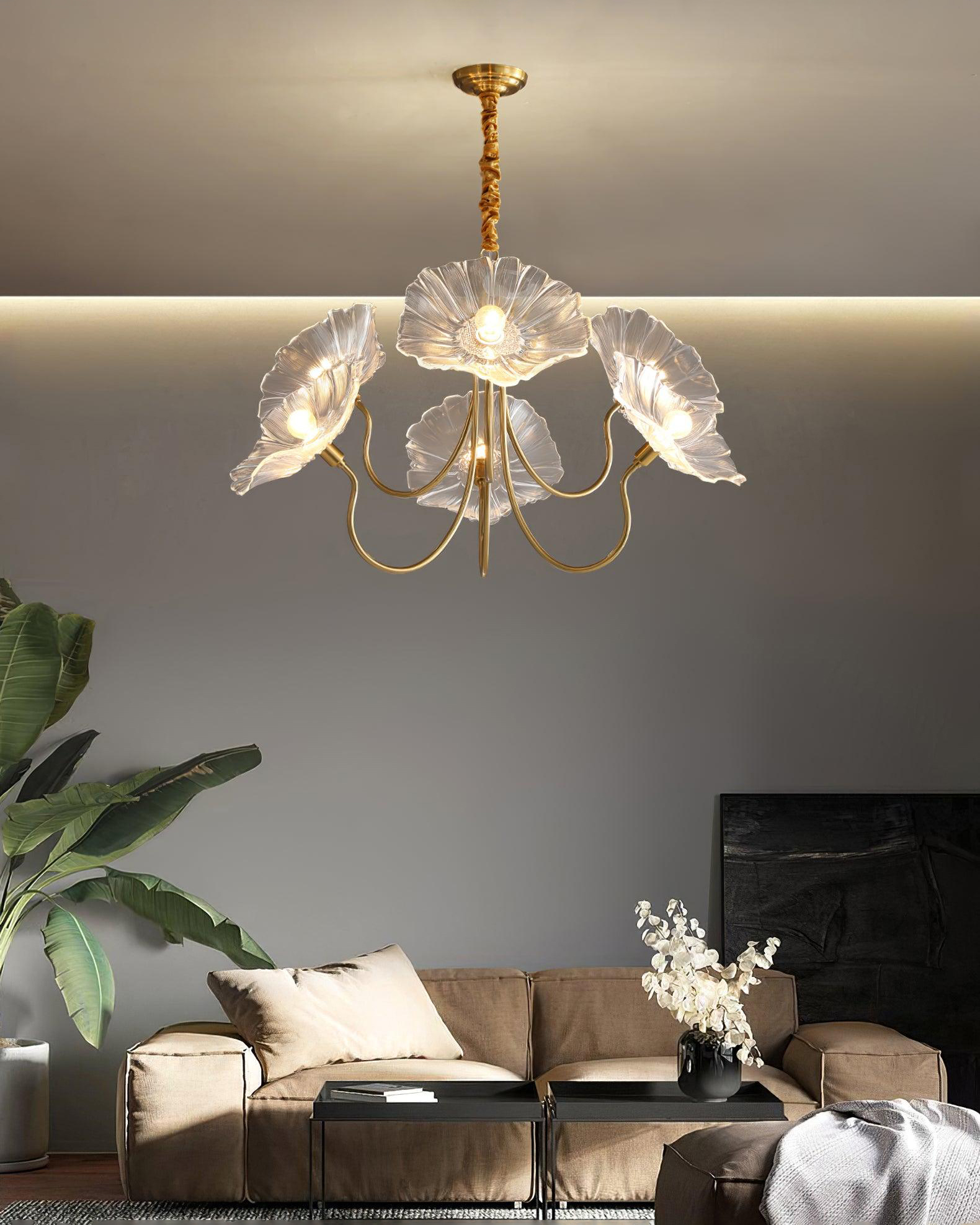 Lotus Leaf Glass Chandelier