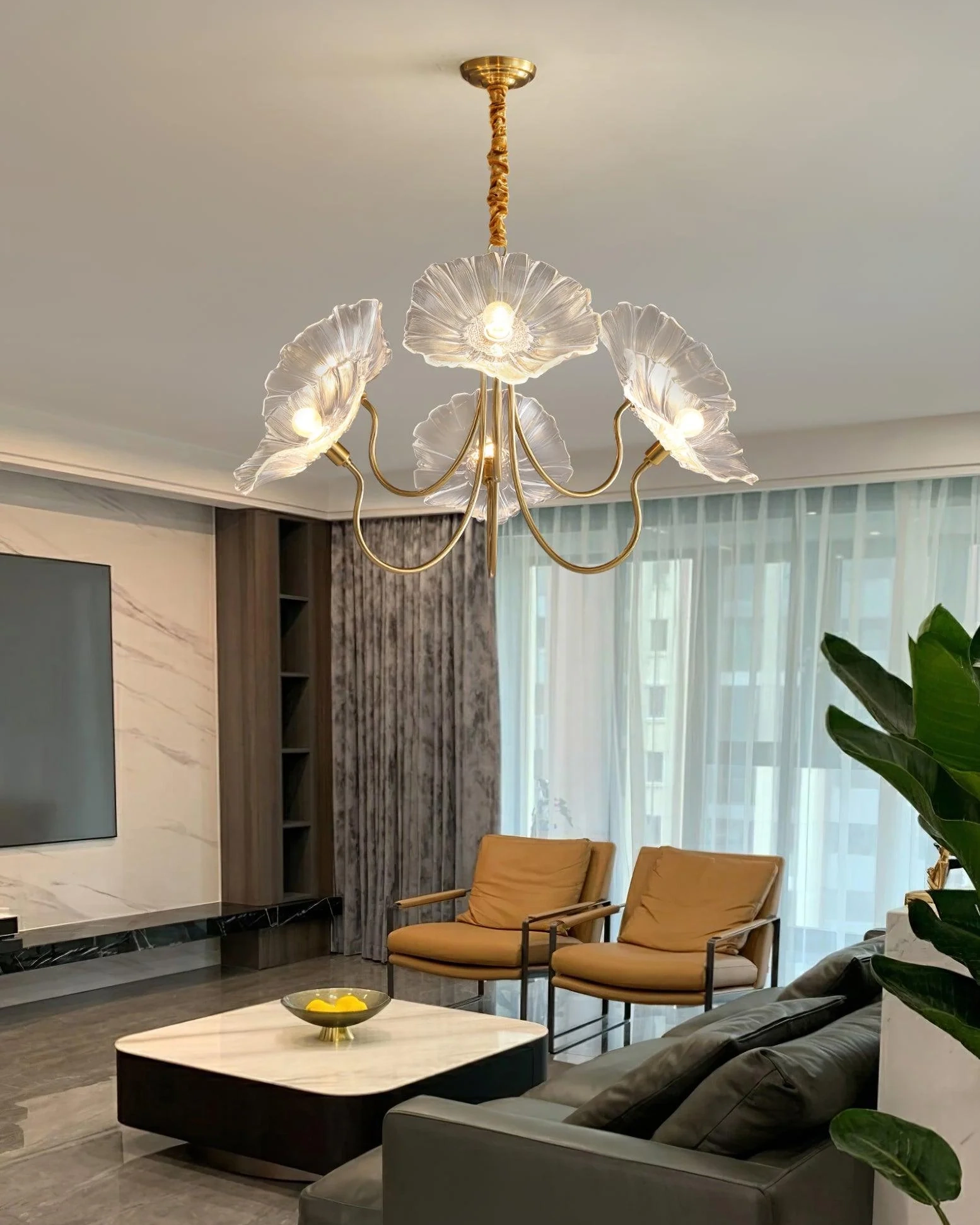 Lotus Leaf Glass Chandelier