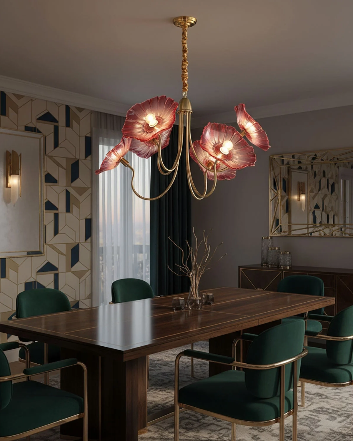 Lotus Leaf Glass Chandelier