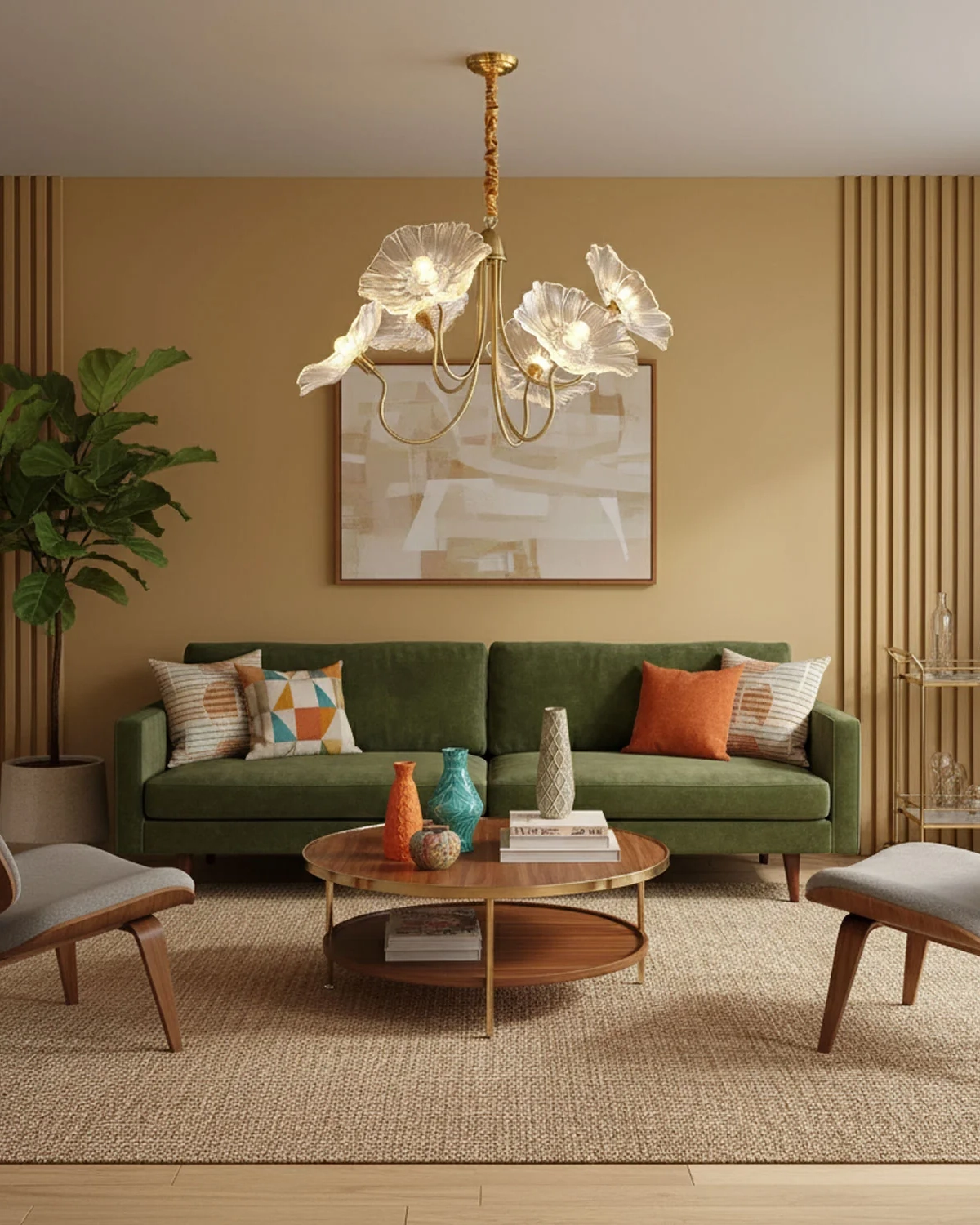 Lotus Leaf Glass Chandelier