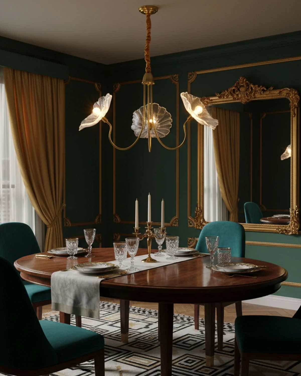 Lotus Leaf Glass Chandelier