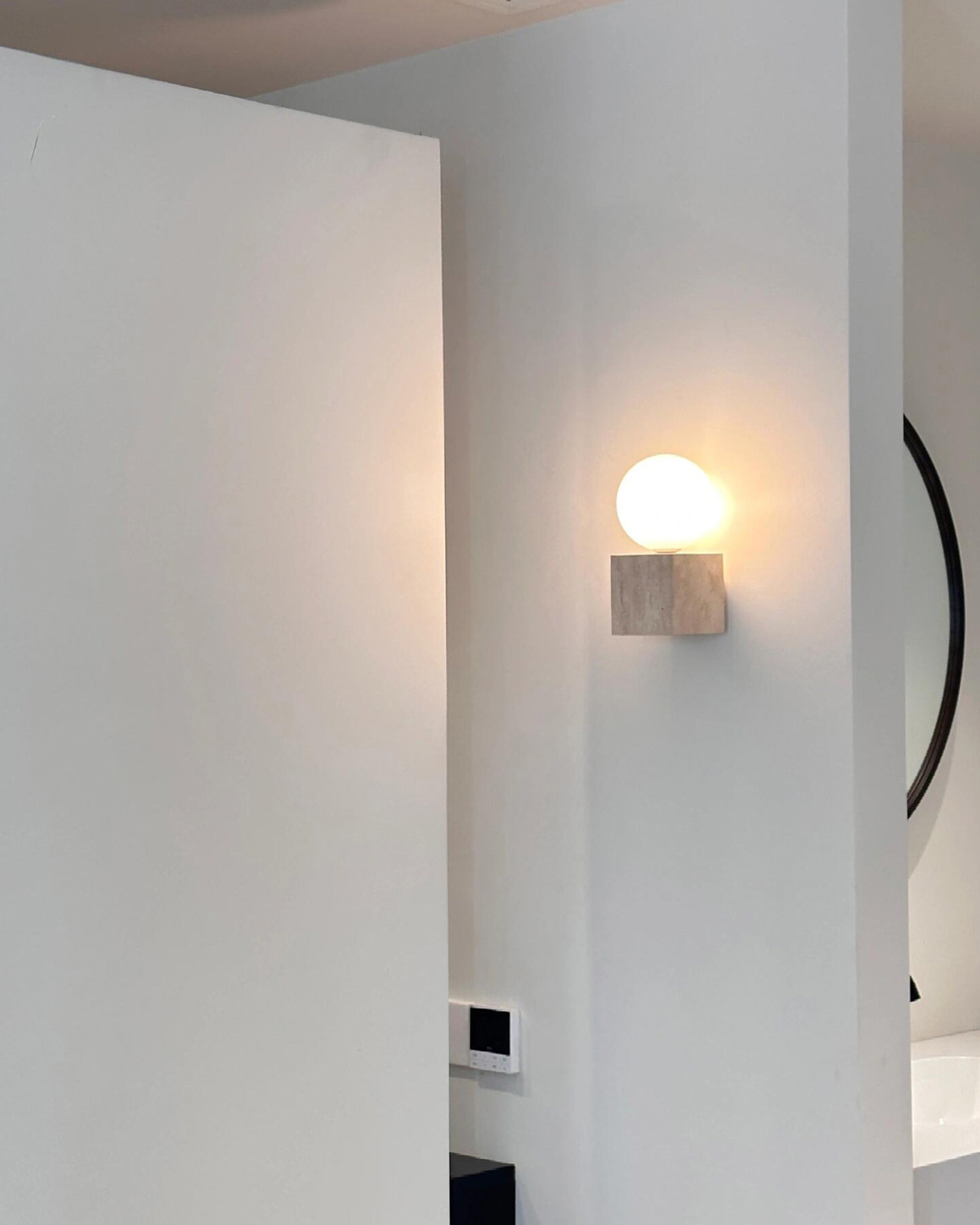 Lunar Plinth Travertine Wall Light