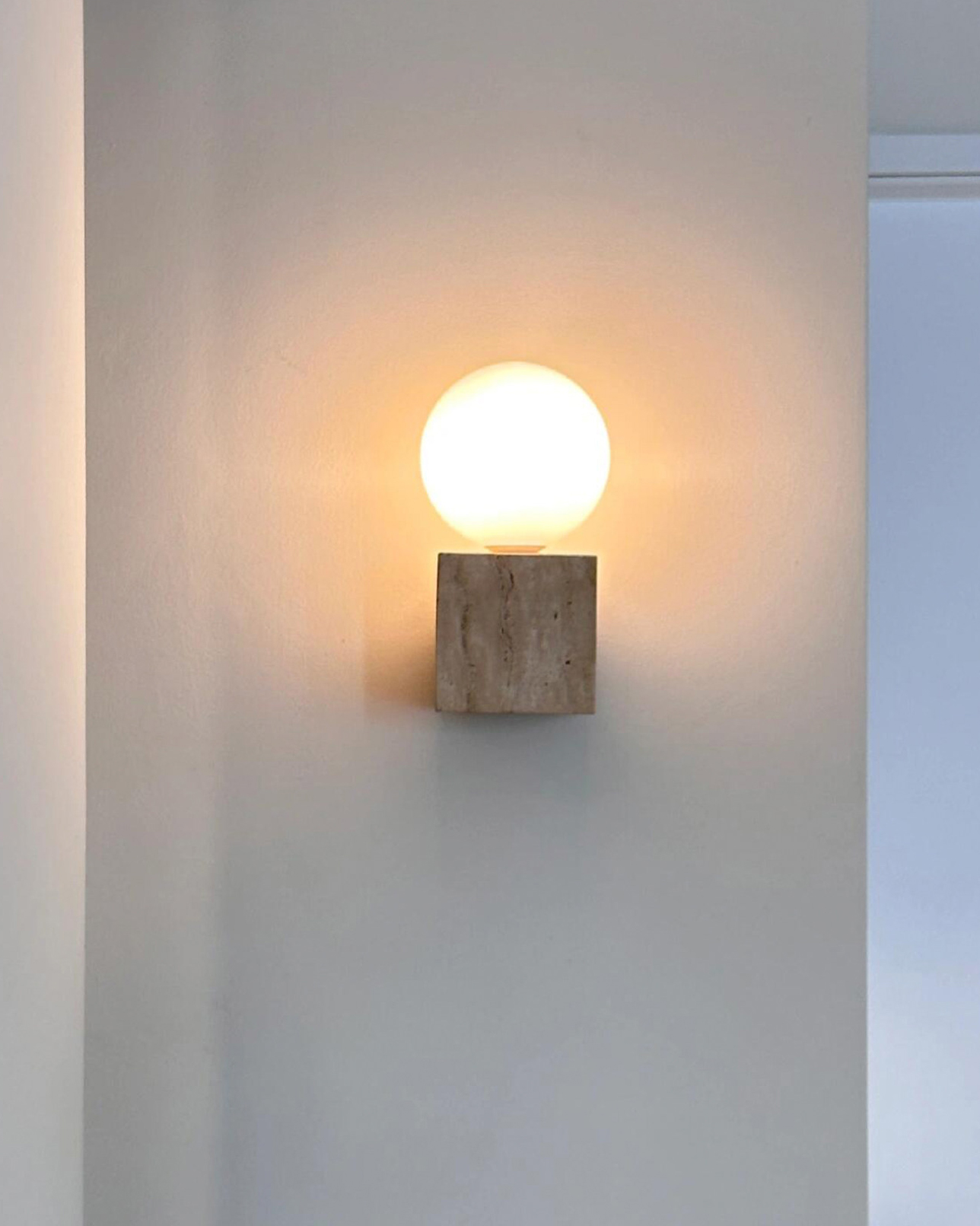 Lunar Plinth Travertine Wall Light