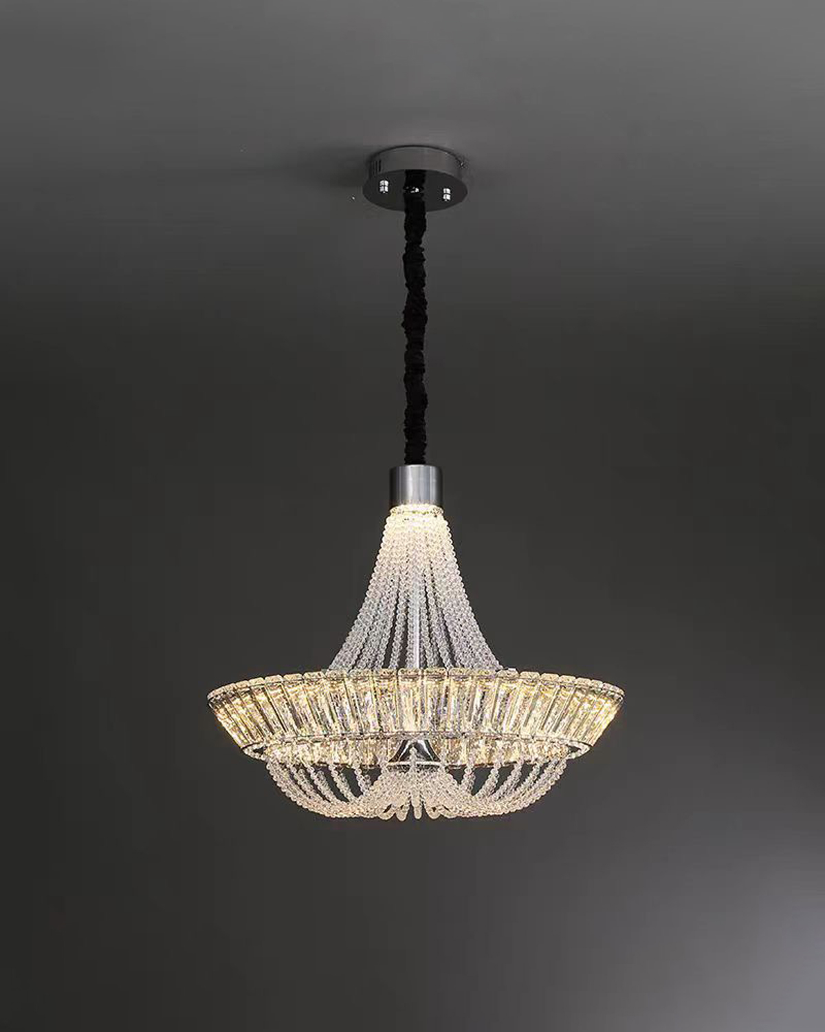 Luxe Tiered Crystal Glass Chandelier