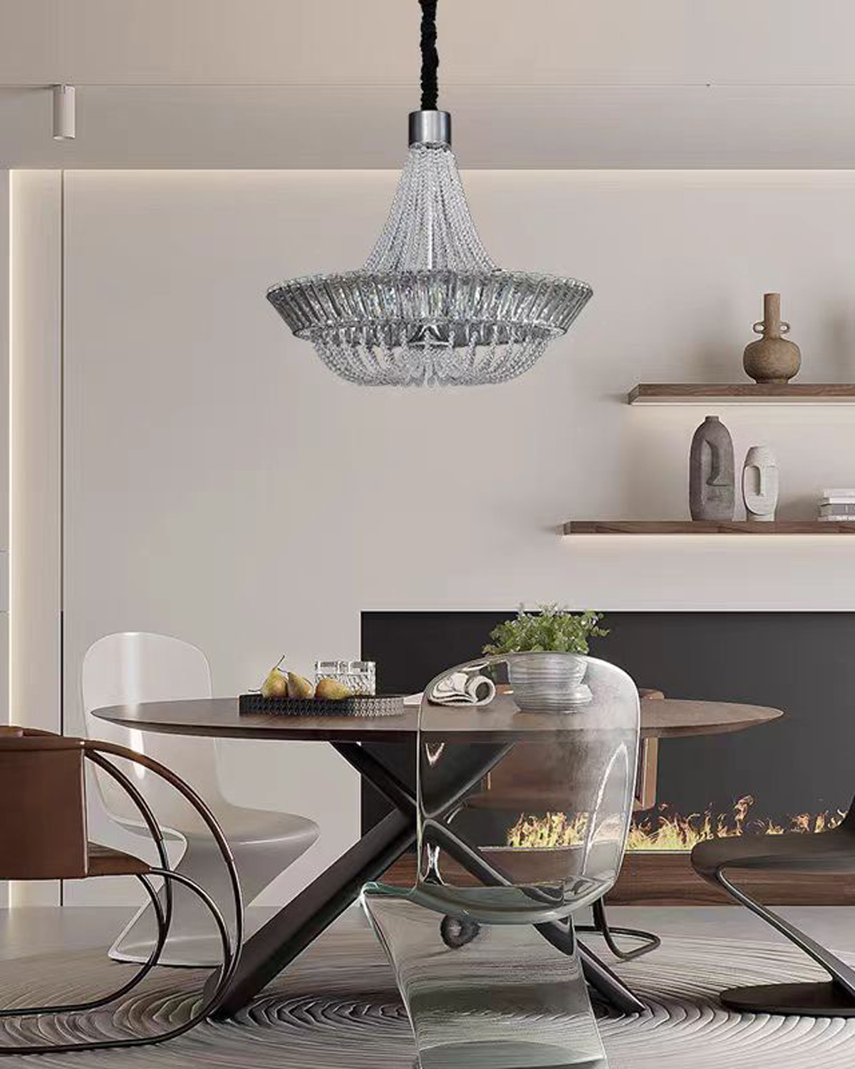 Luxe Tiered Crystal Glass Chandelier