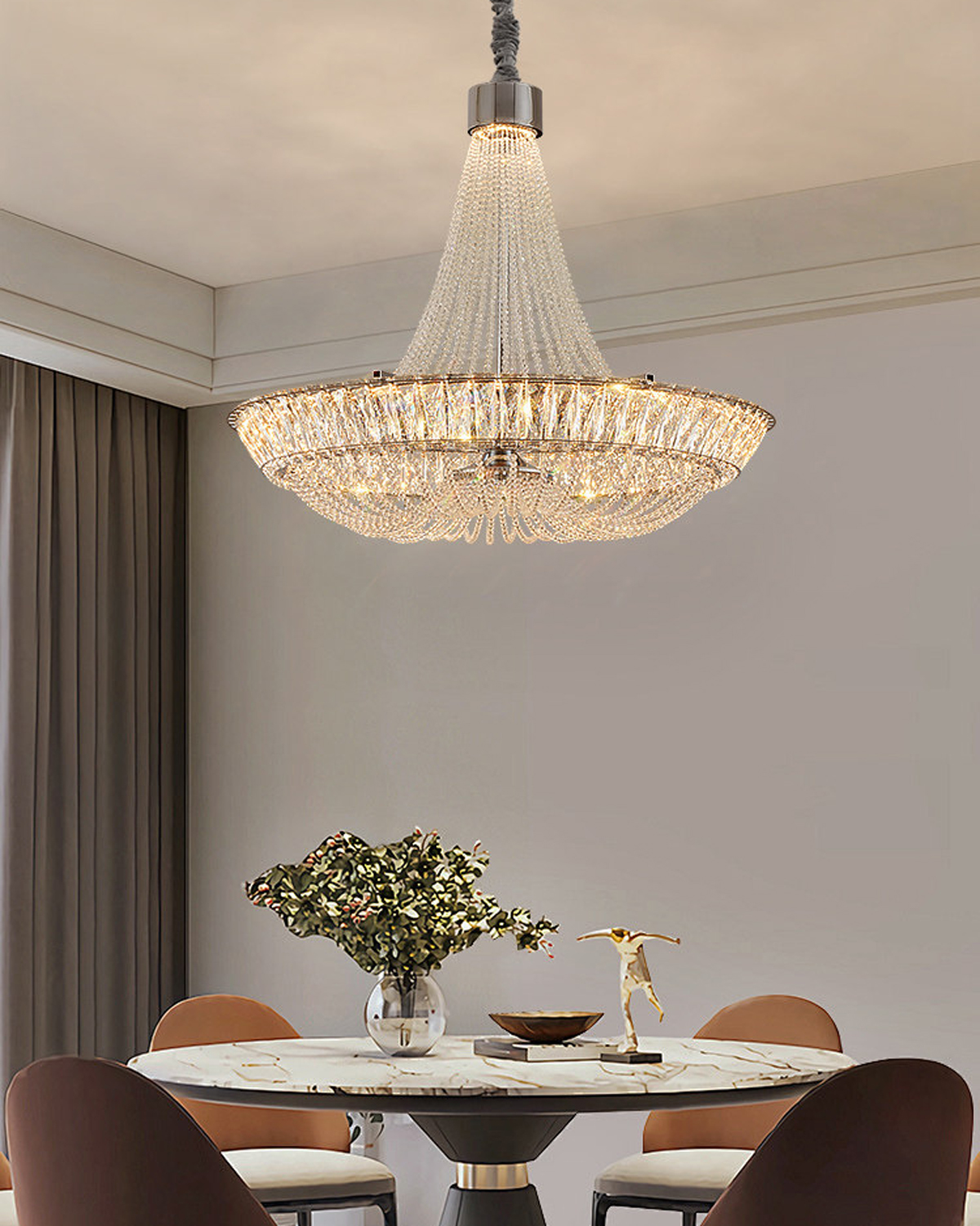 Luxe Tiered Crystal Glass Chandelier