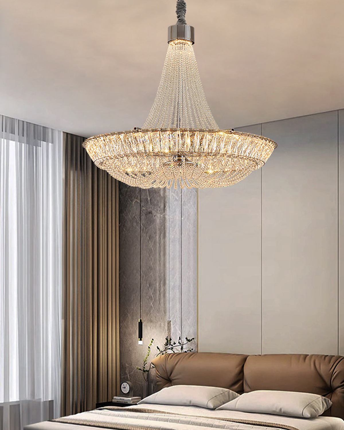 Luxe Tiered Crystal Glass Chandelier