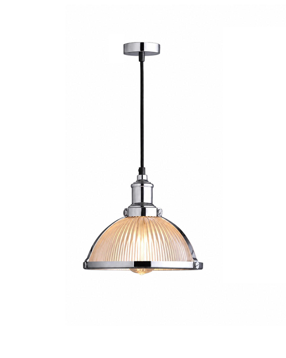 Bistro Ribbed Glass Pendant Light