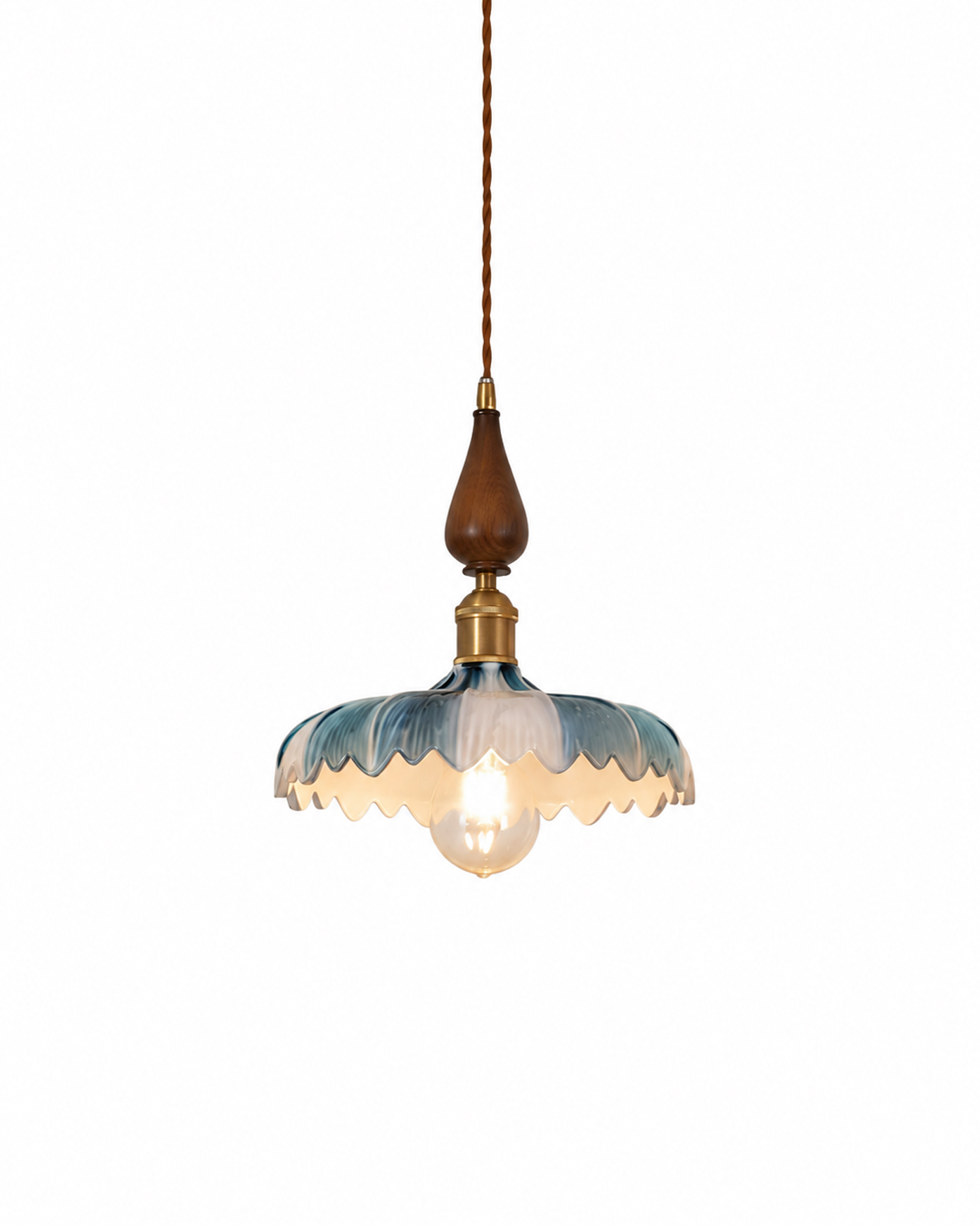Ondine Walnut Glass Pendant Light