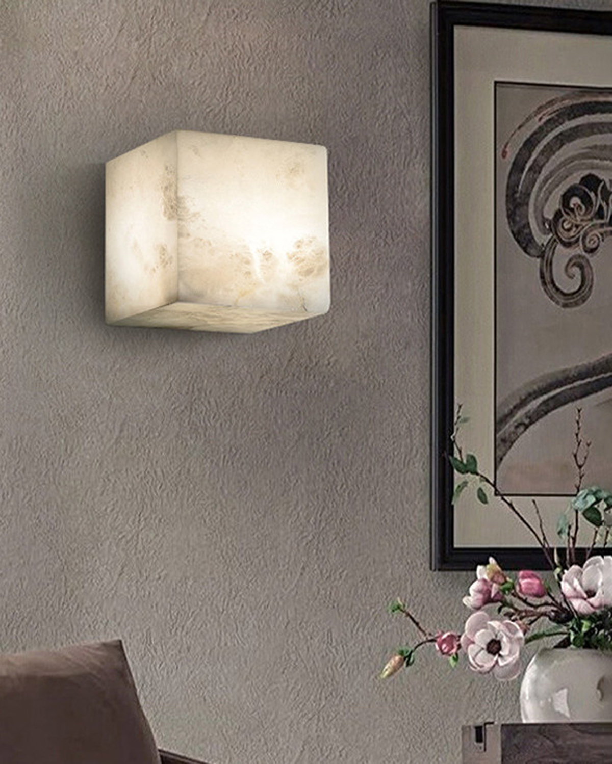 Mica Alabaster Cube Wall Light