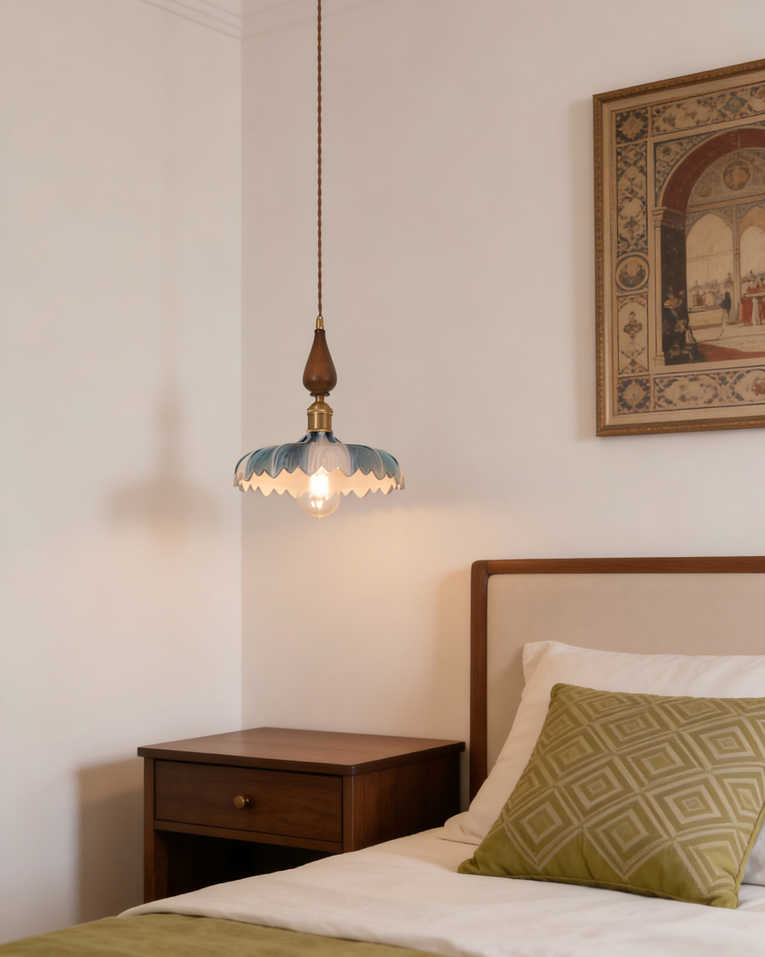 Ondine Walnut Glass Pendant Light