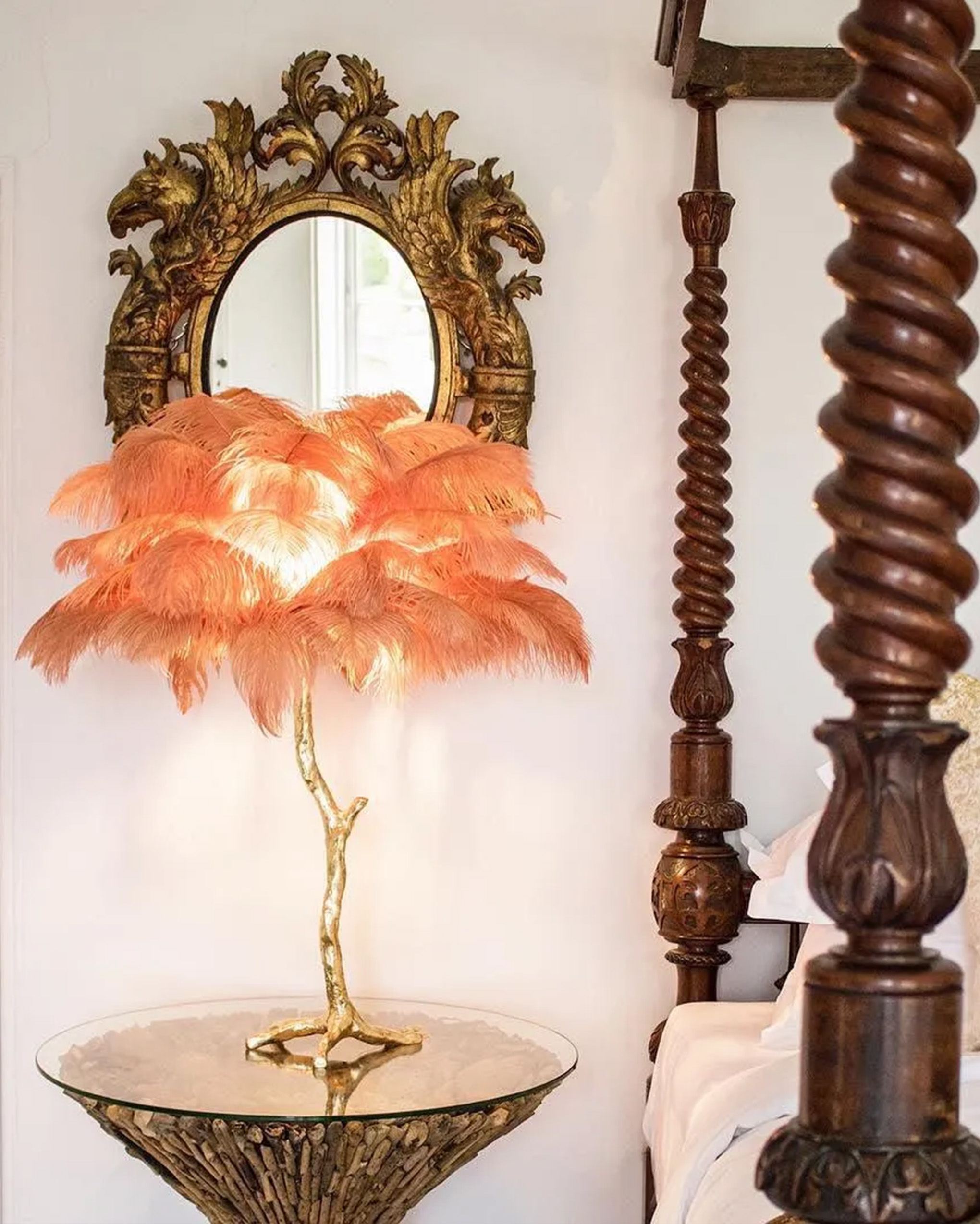 Ostrich Feather Table Lamp