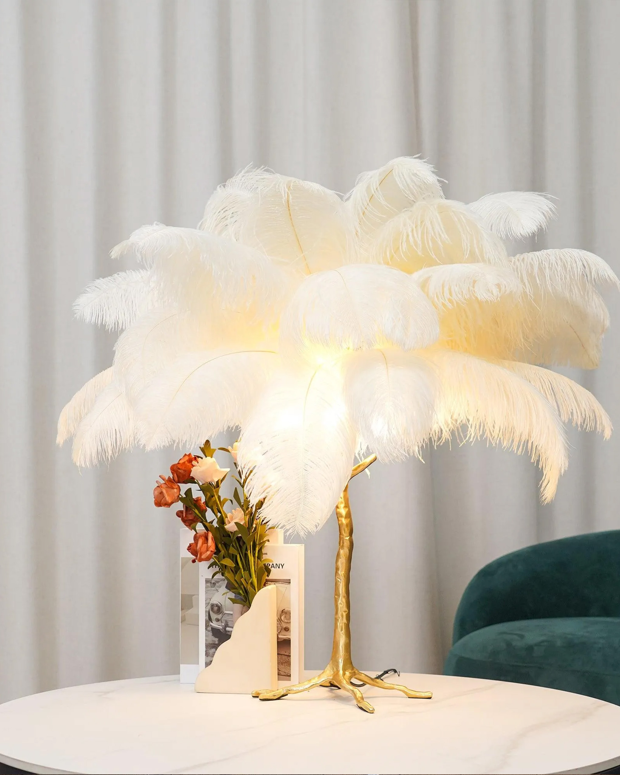 Ostrich Feather Table Lamp