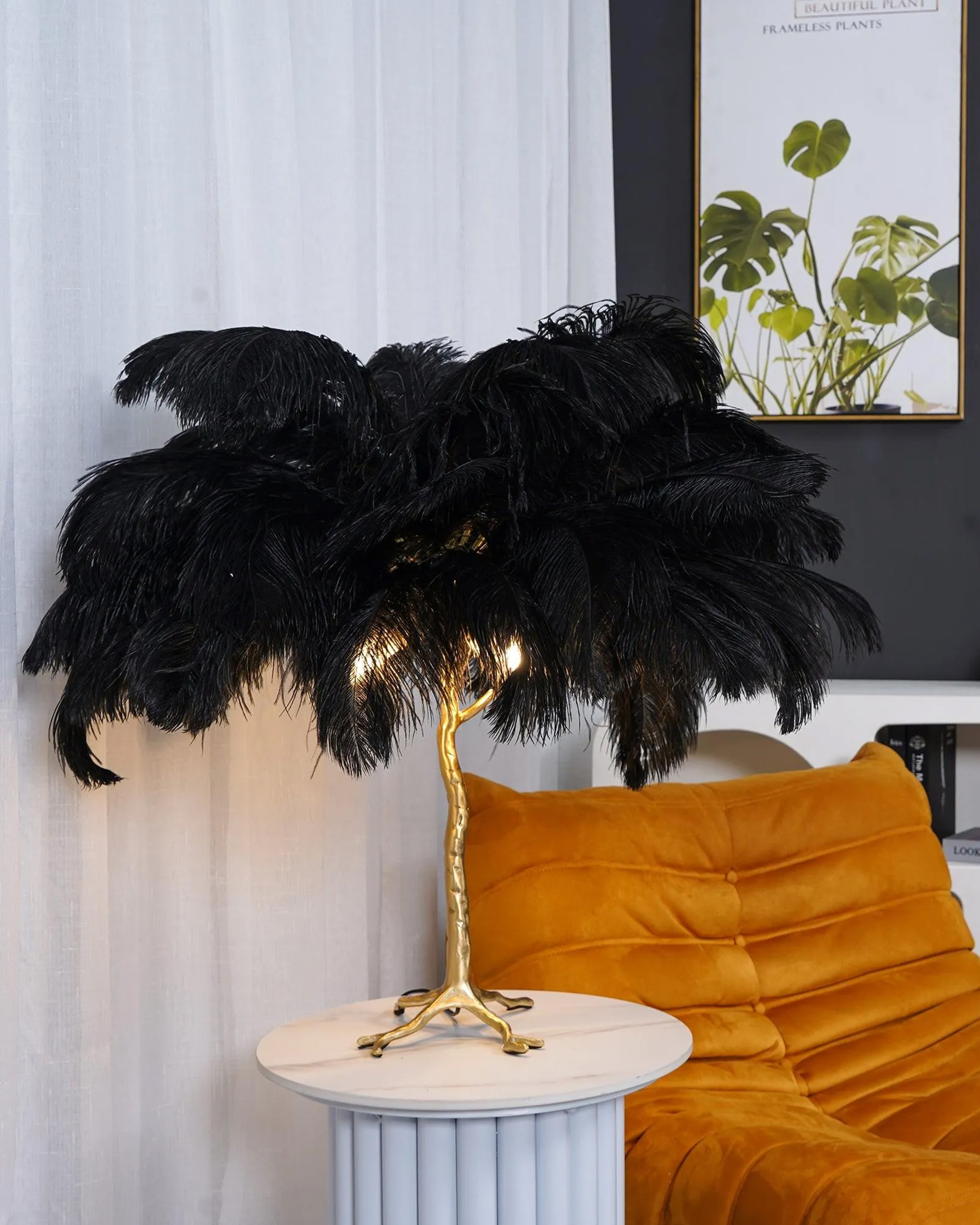 Ostrich Feather Table Lamp