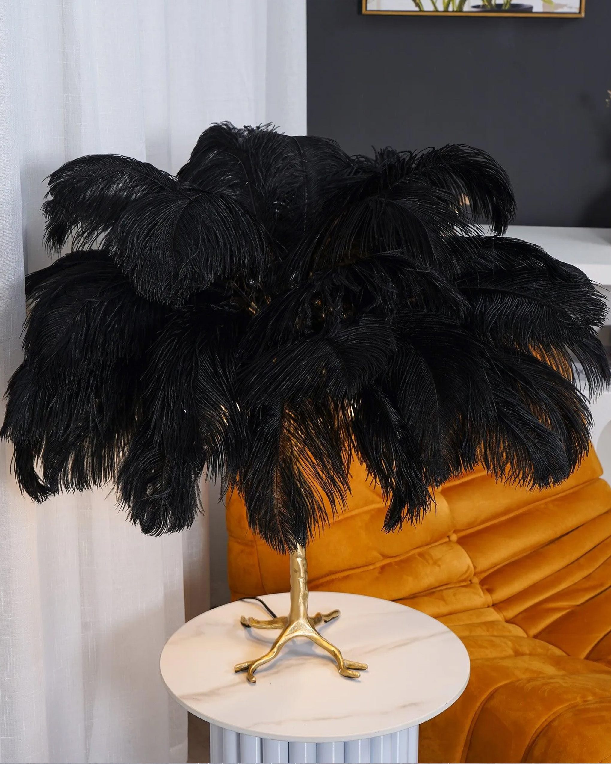Ostrich Feather Table Lamp