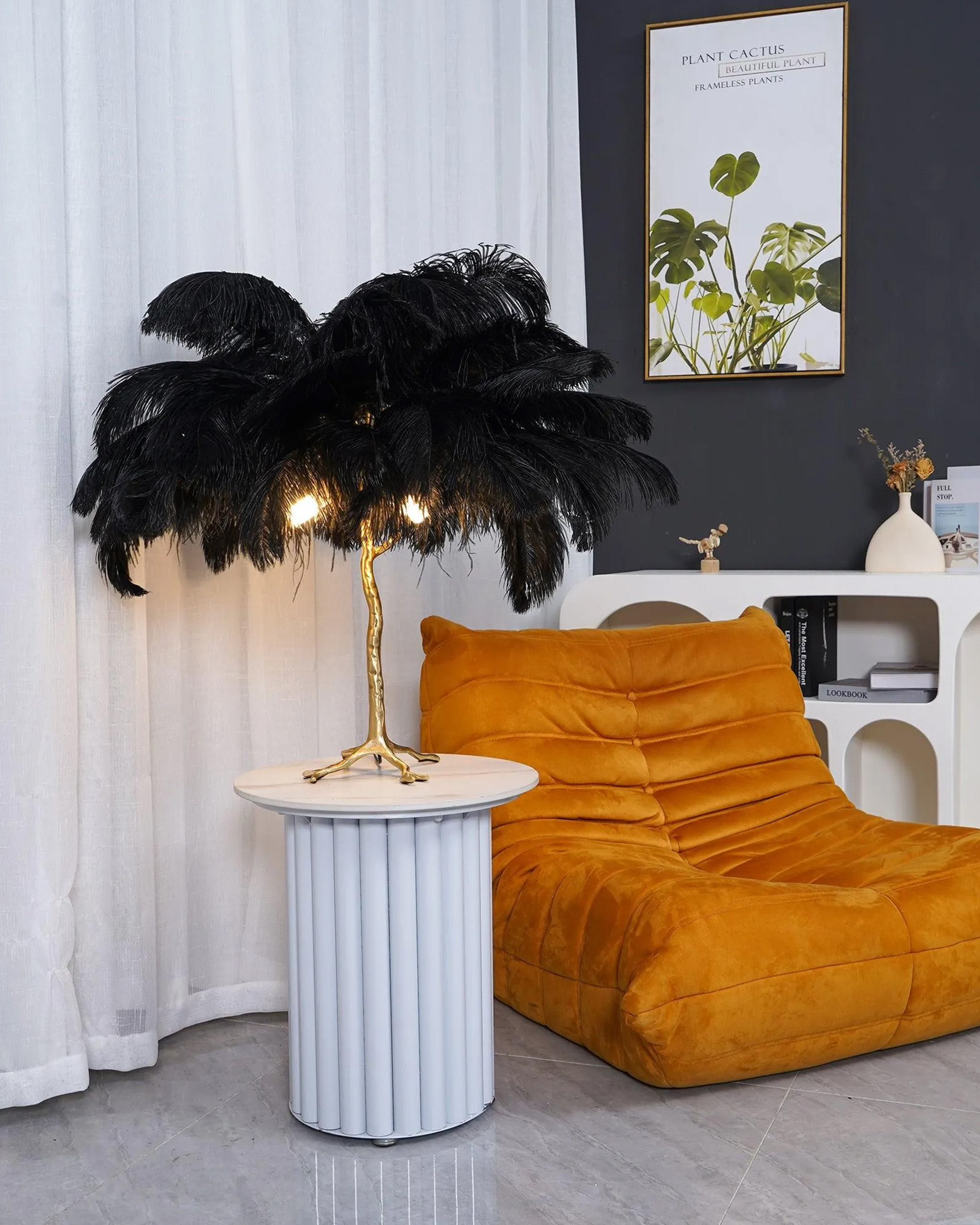 Ostrich Feather Table Lamp