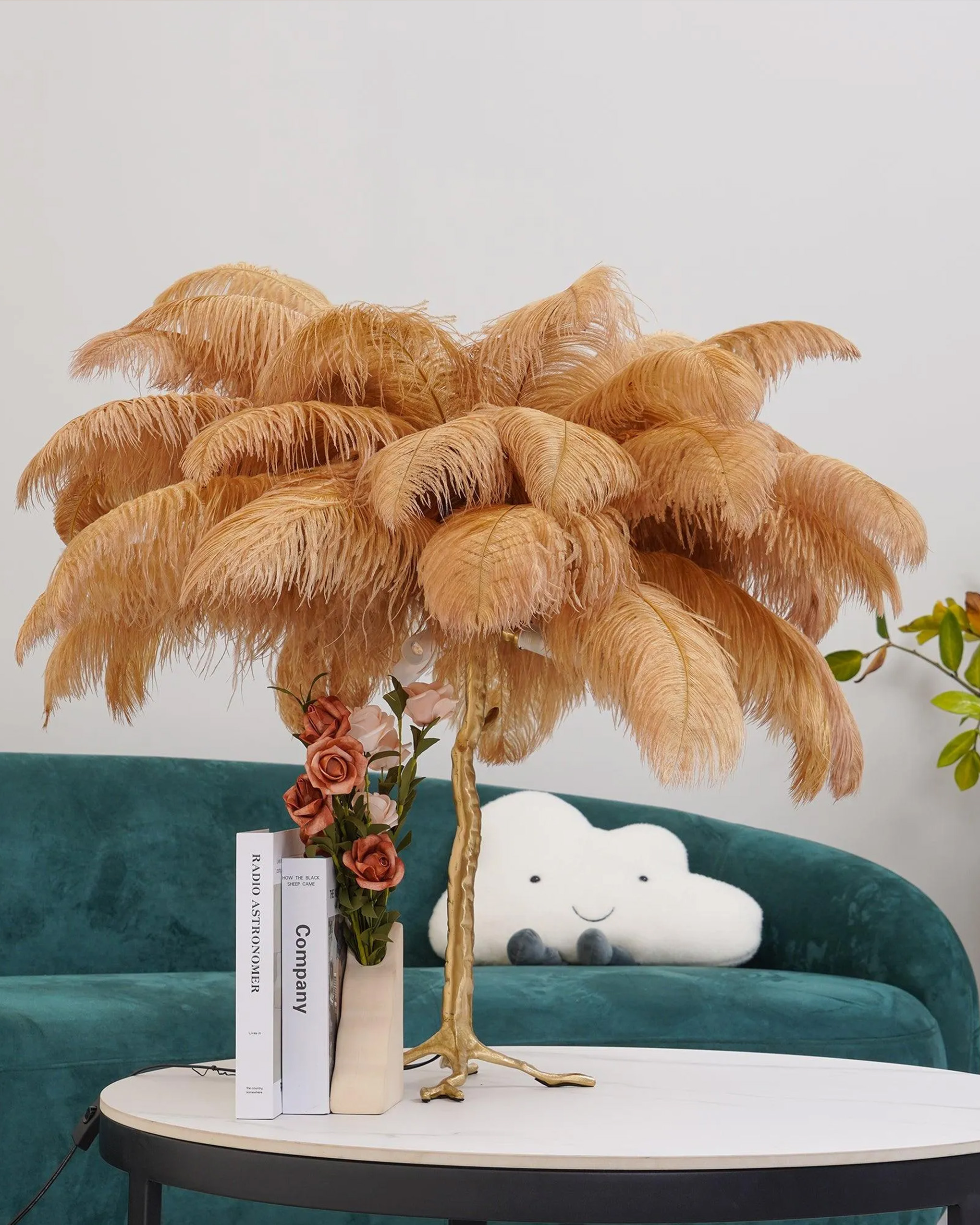 Ostrich Feather Table Lamp