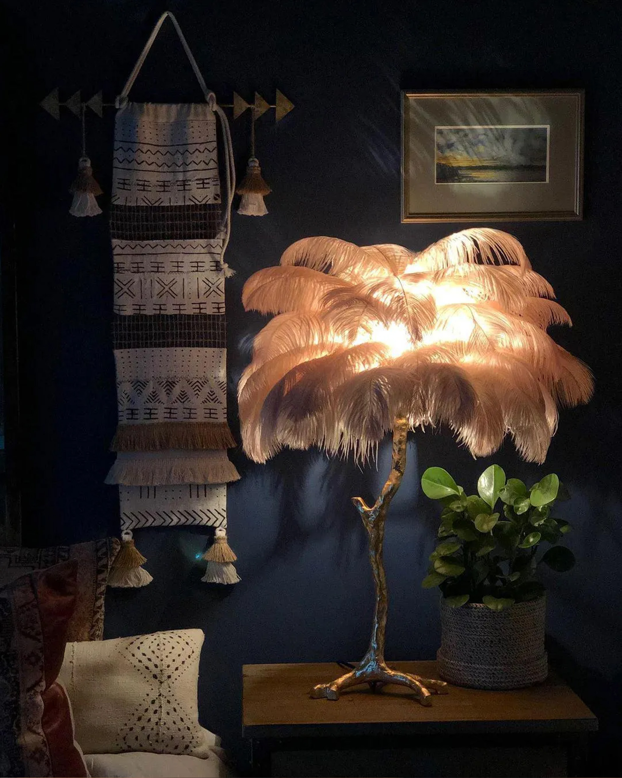 Ostrich Feather Table Lamp