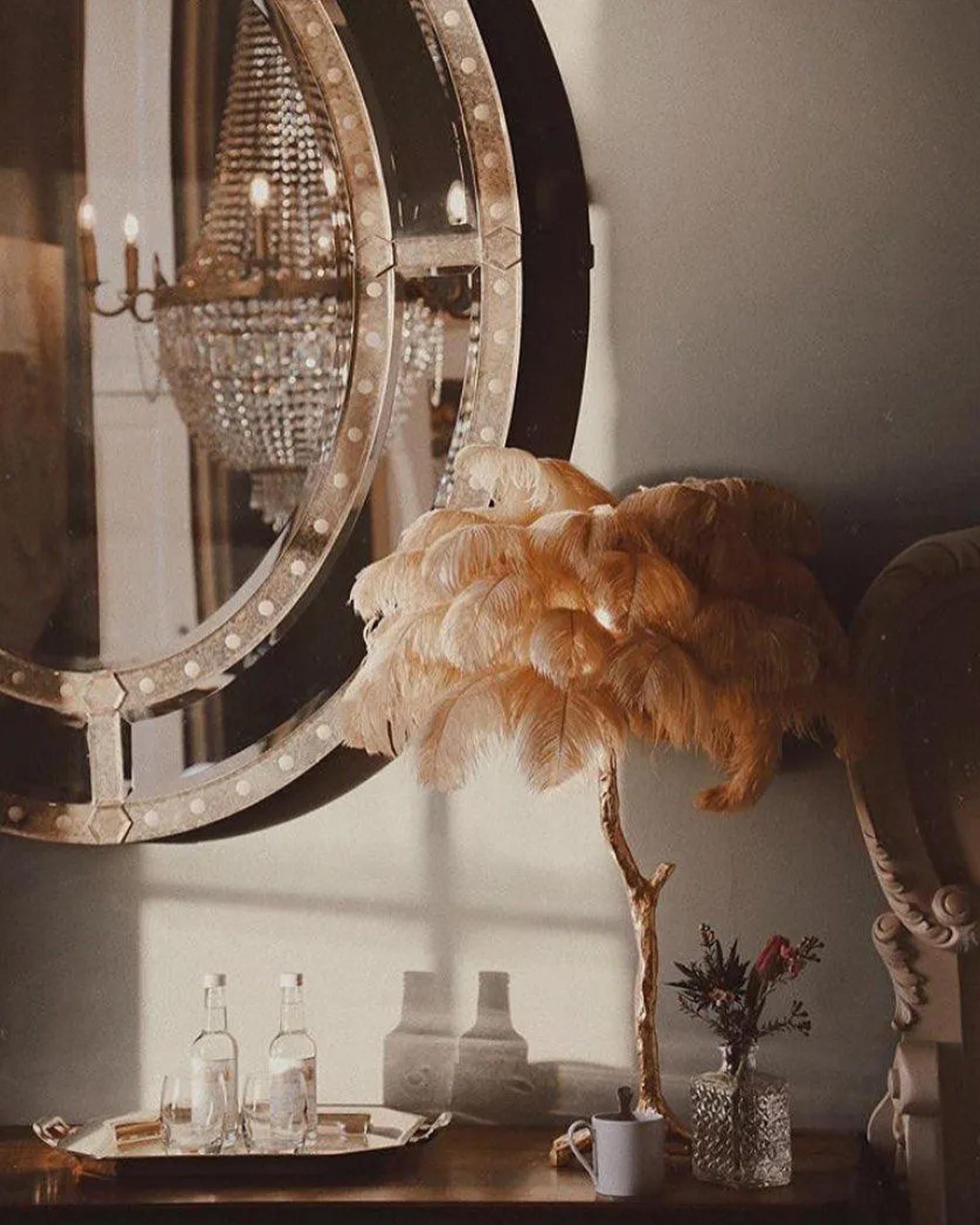 Ostrich Feather Table Lamp