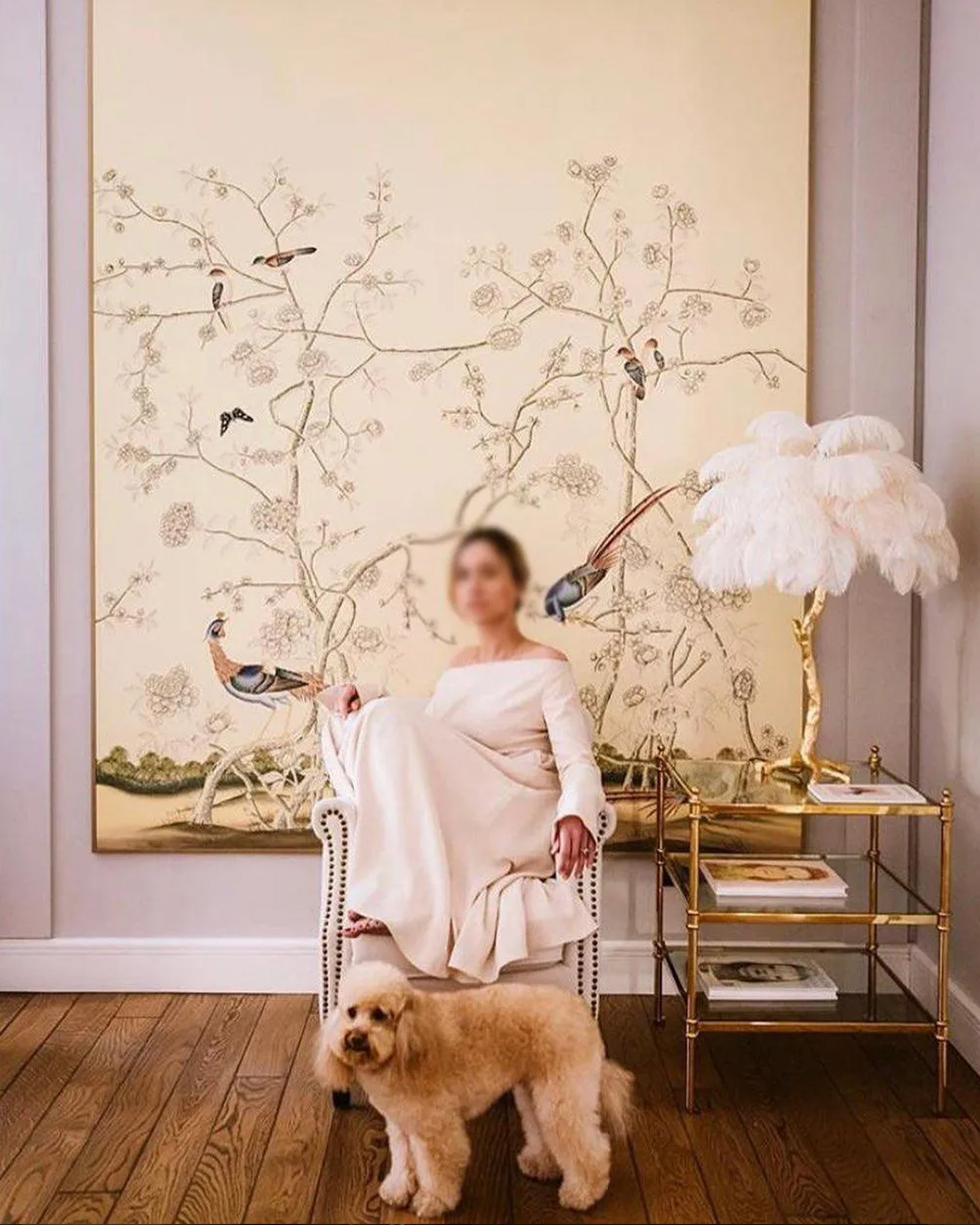 Ostrich Feather Table Lamp