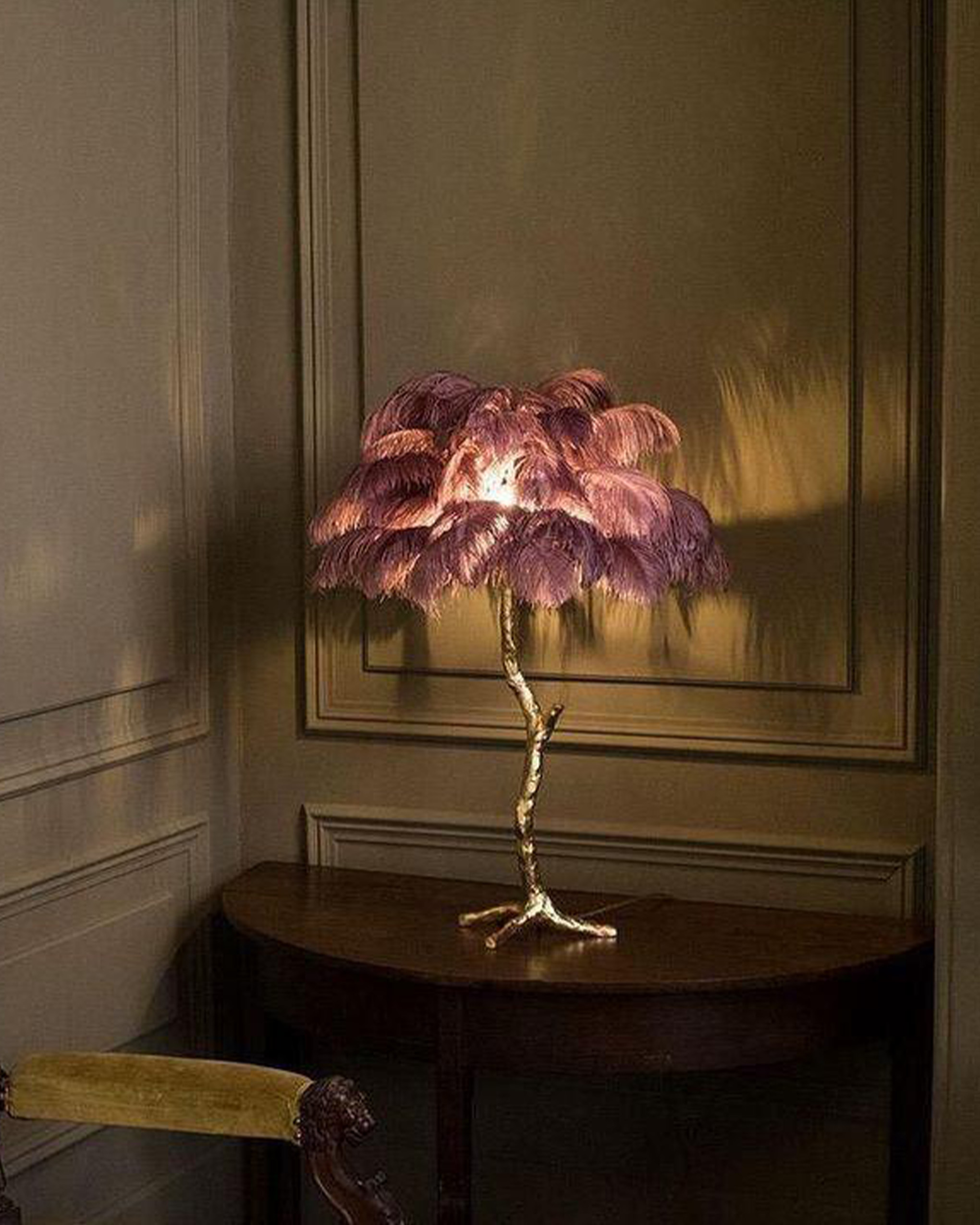 Ostrich Feather Table Lamp