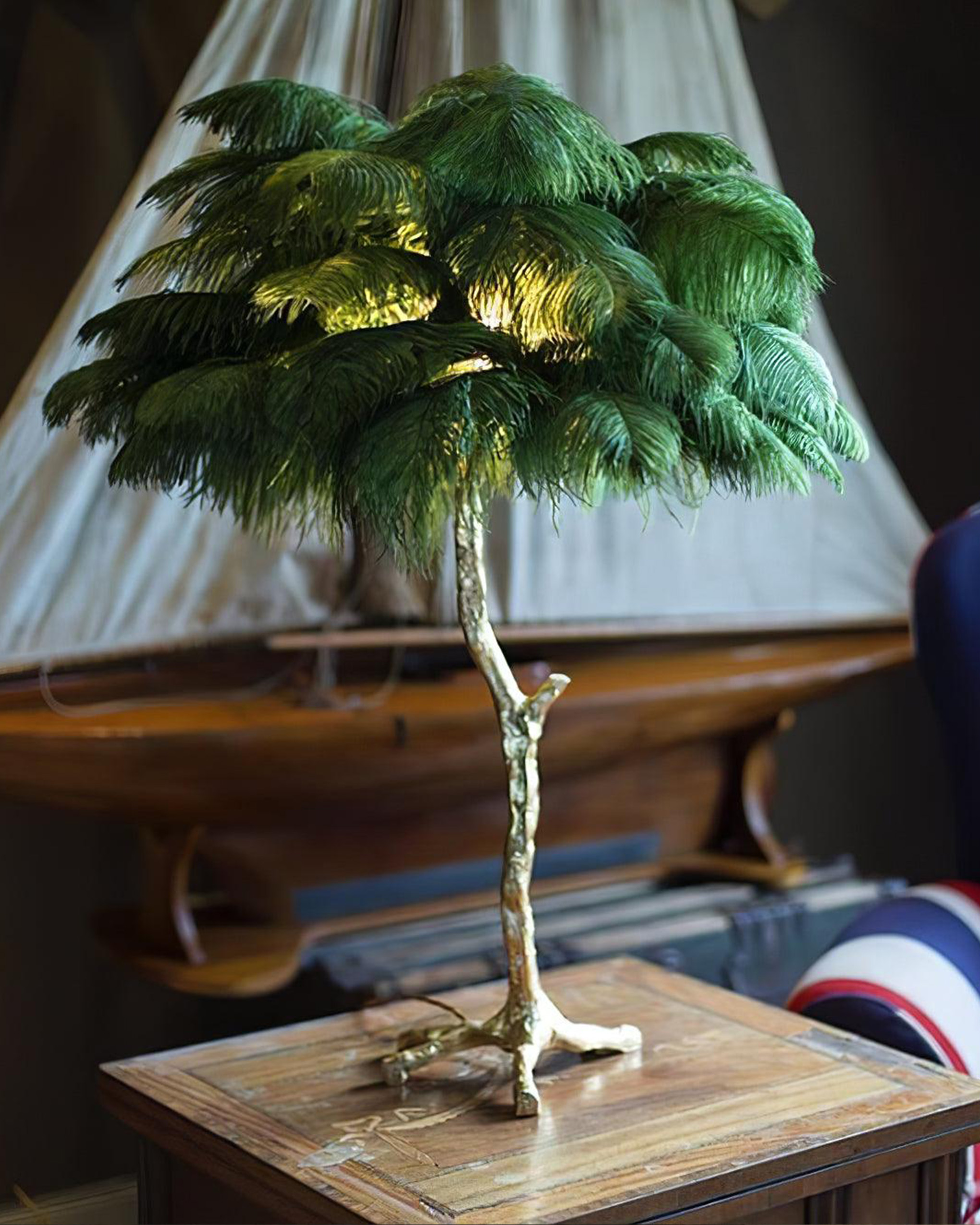 Ostrich Feather Table Lamp