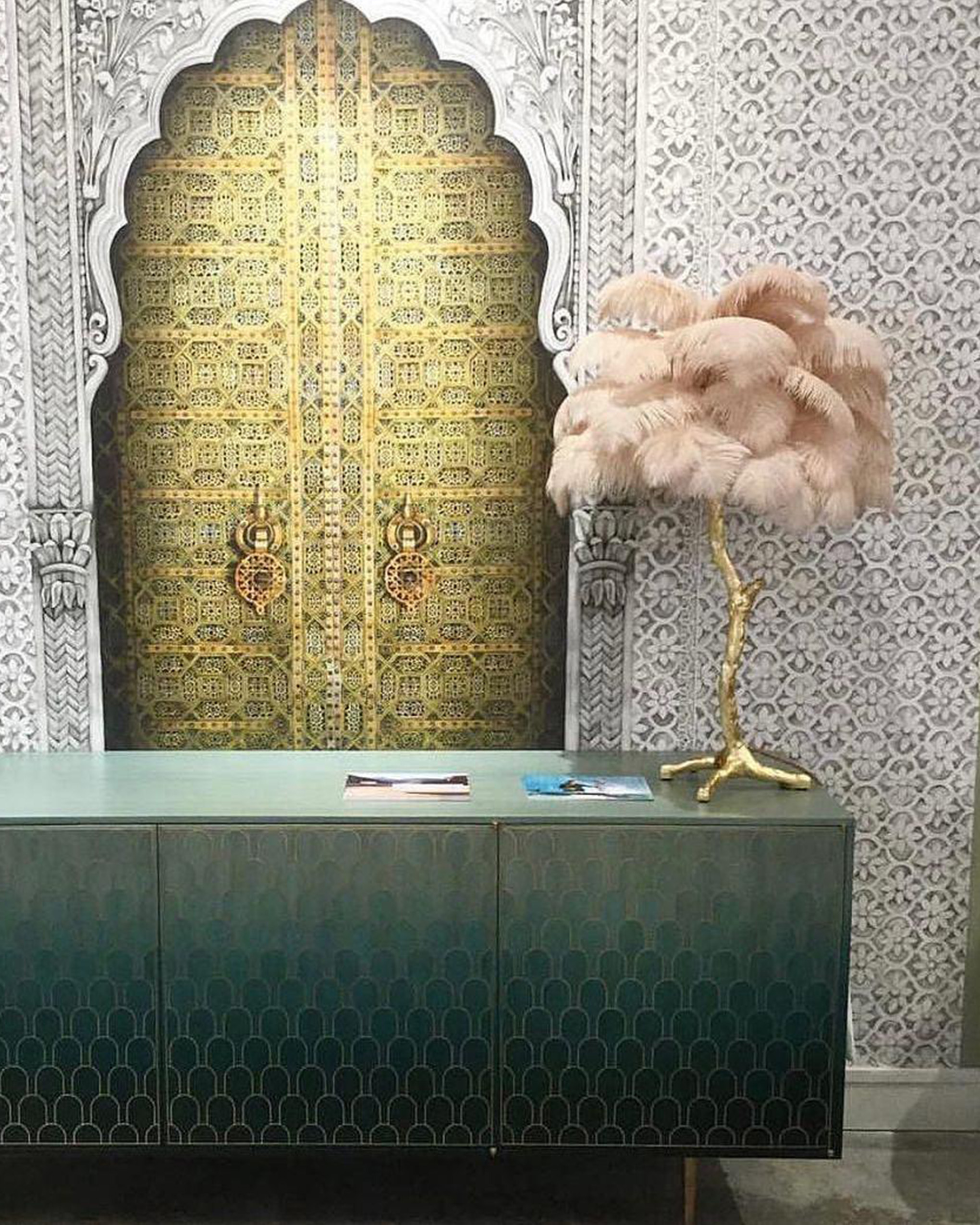 Ostrich Feather Table Lamp