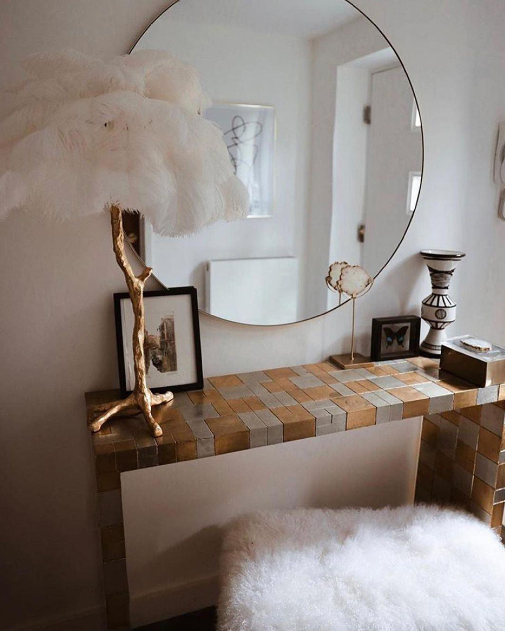 Ostrich Feather Table Lamp