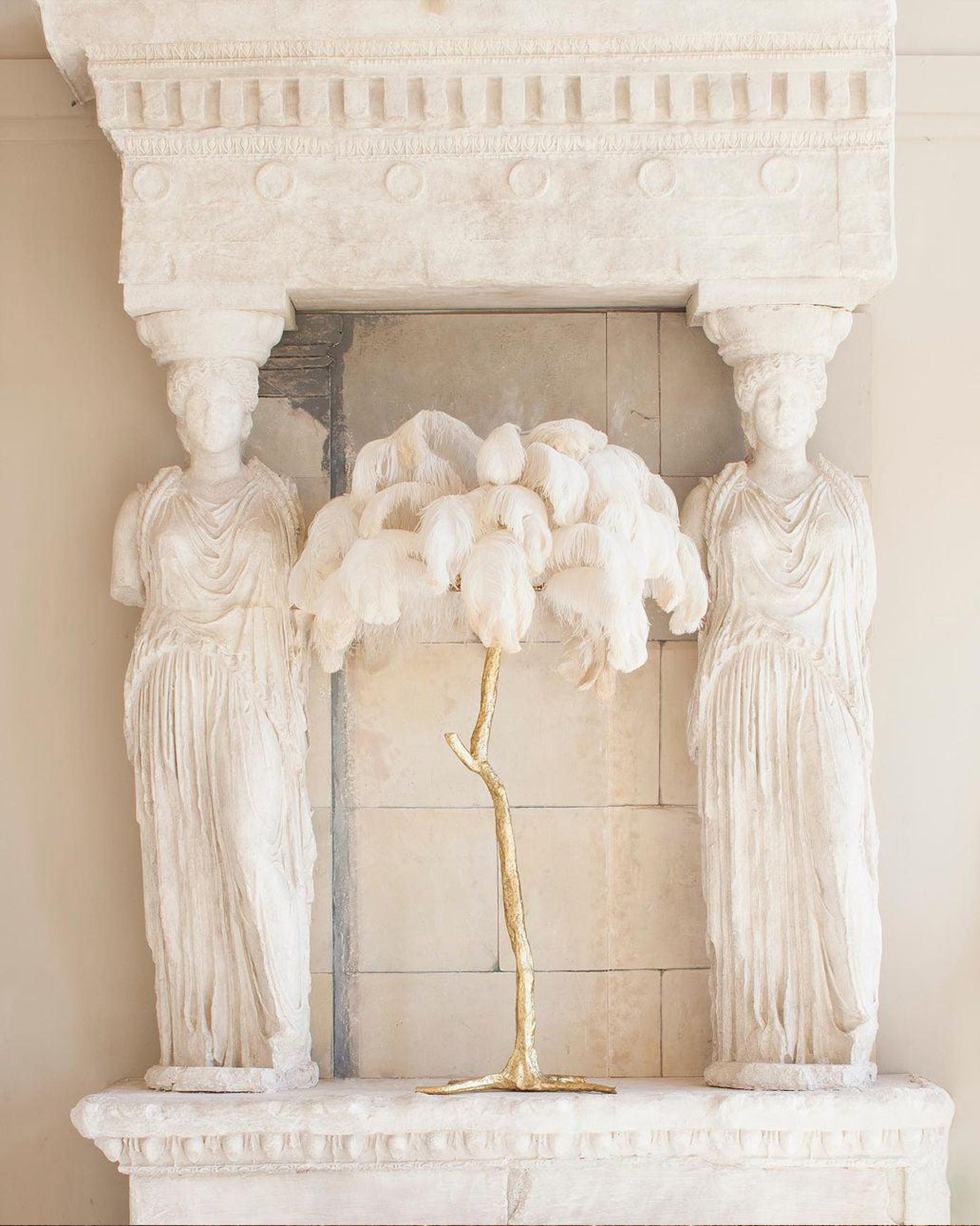 Ostrich Feather Table Lamp