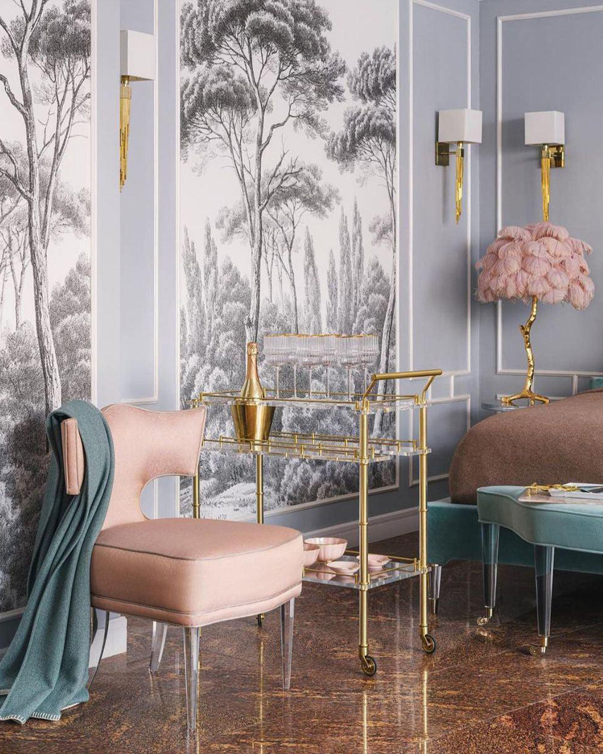 Ostrich Feather Table Lamp