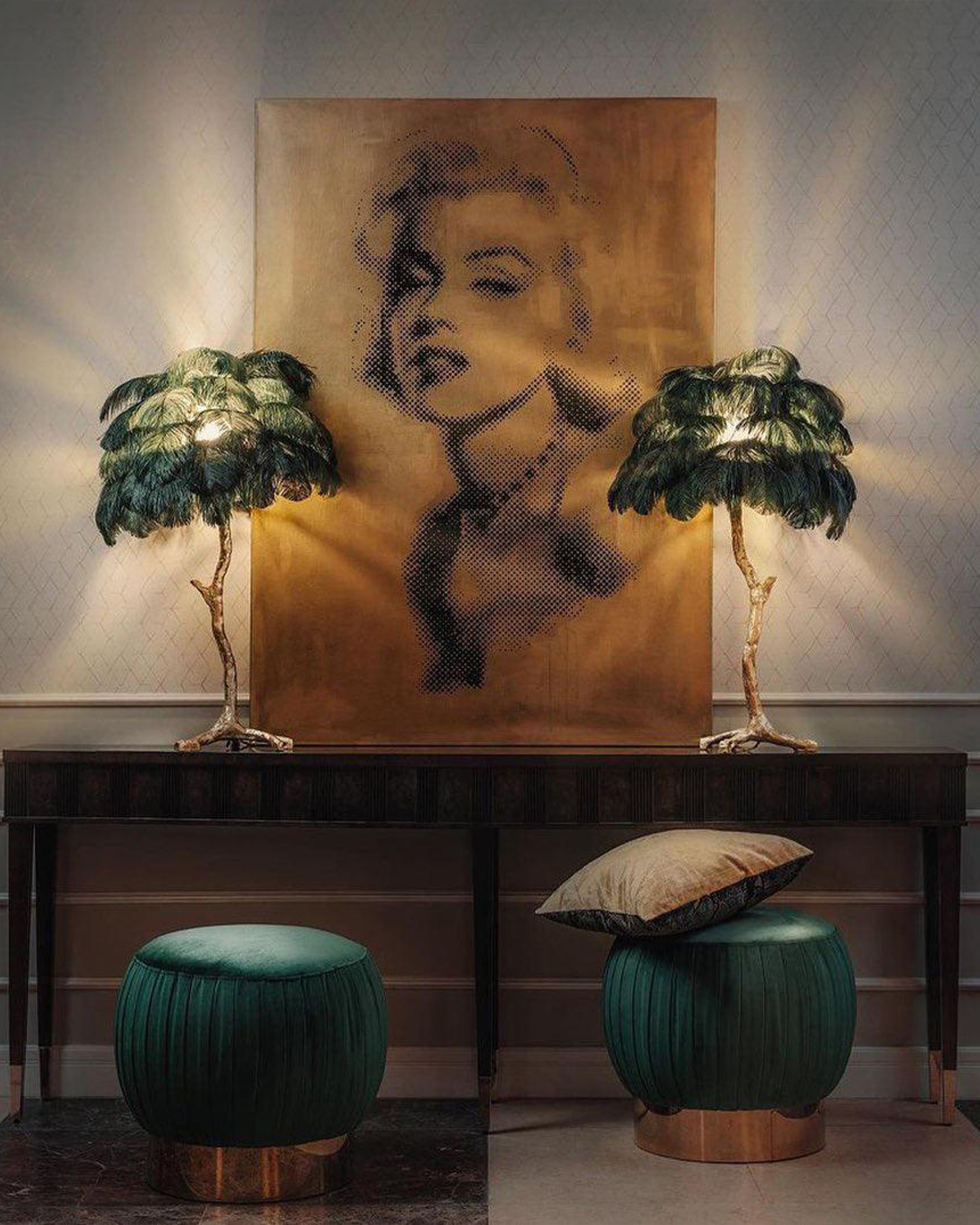 Ostrich Feather Table Lamp