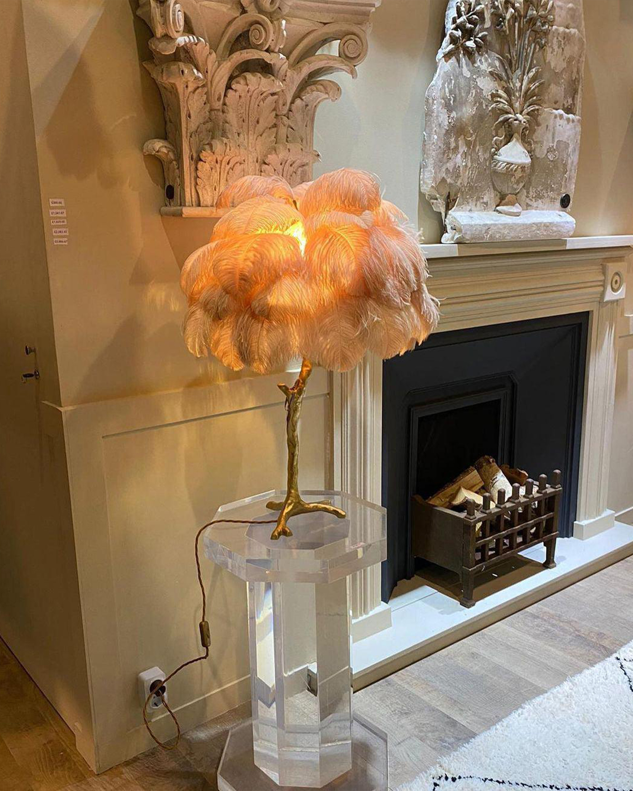 Ostrich Feather Table Lamp